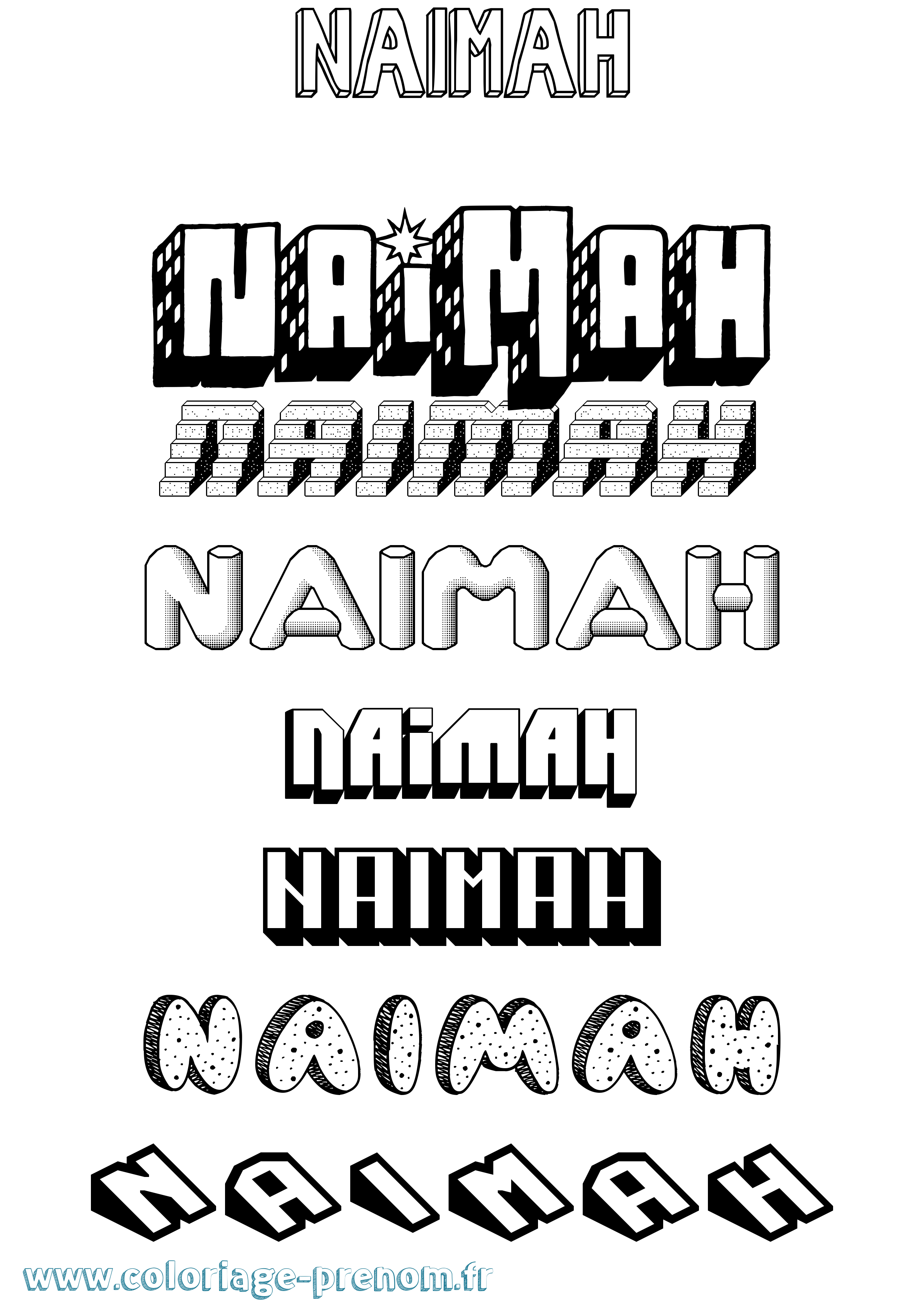 Coloriage Naimah Effet 3D Coloriage prénom Naimah Effet 3D