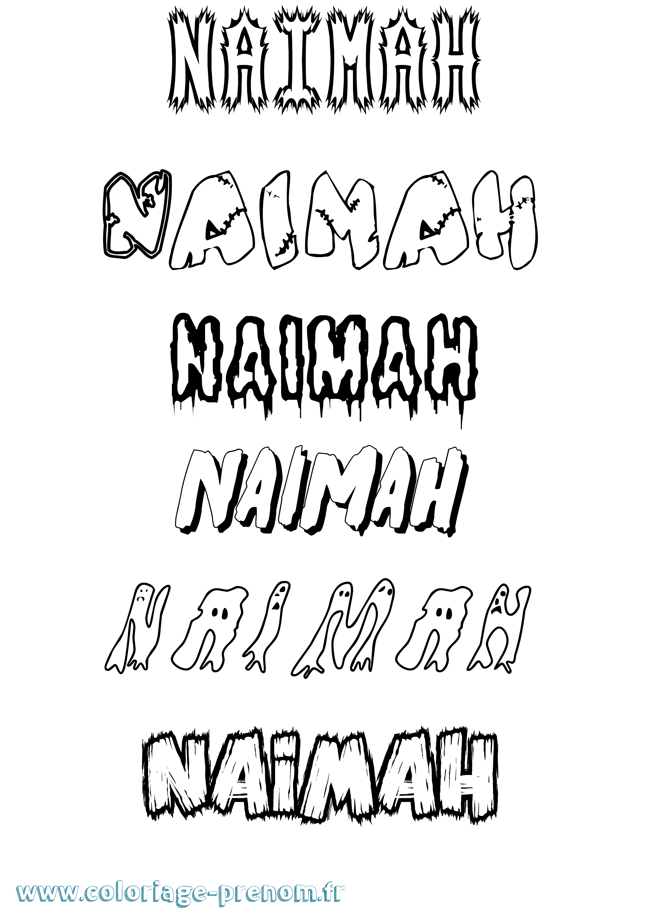 Coloriage Naimah Frisson Coloriage prénom Naimah Frisson