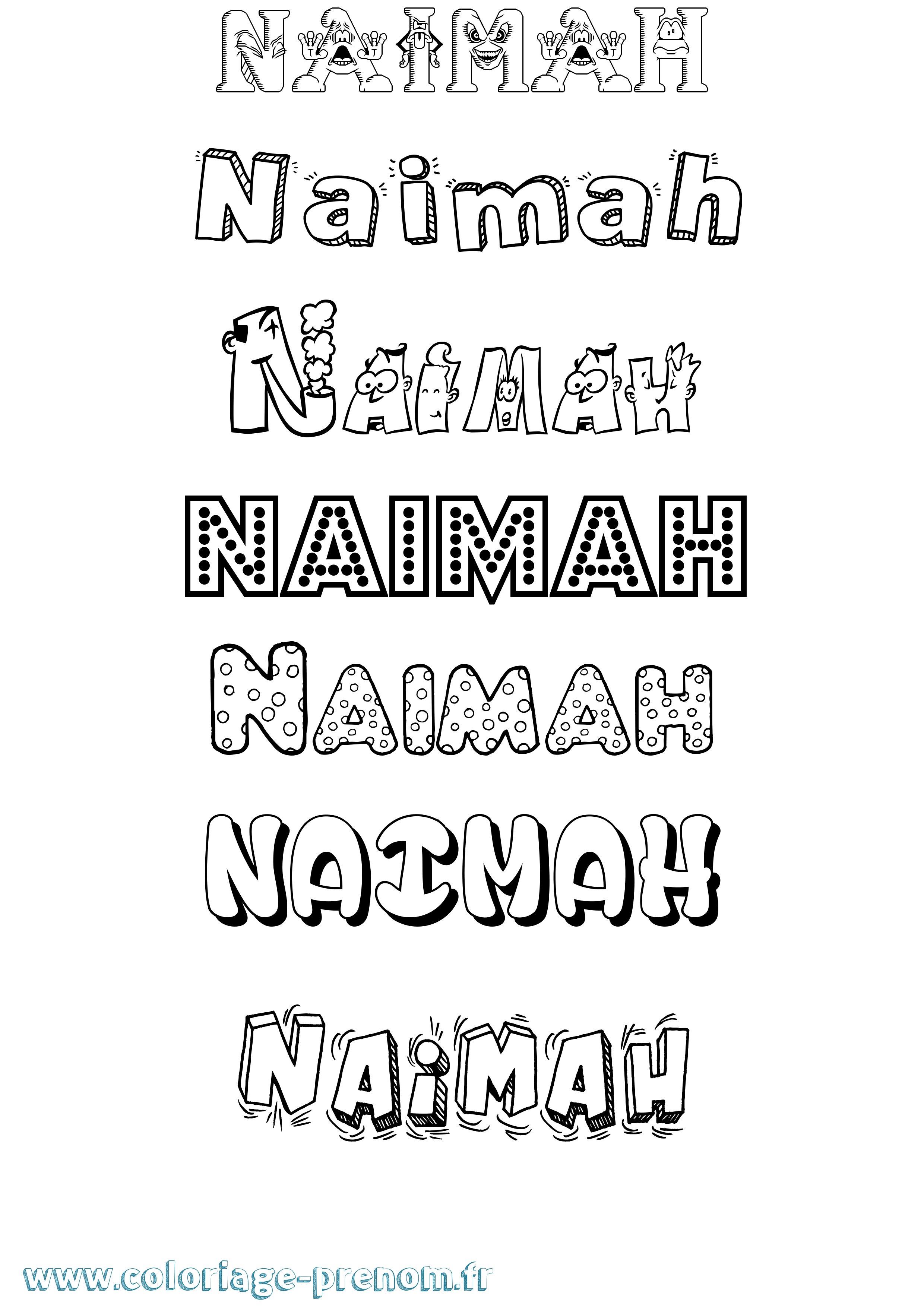 Coloriage Naimah Fun Coloriage prénom Naimah Fun