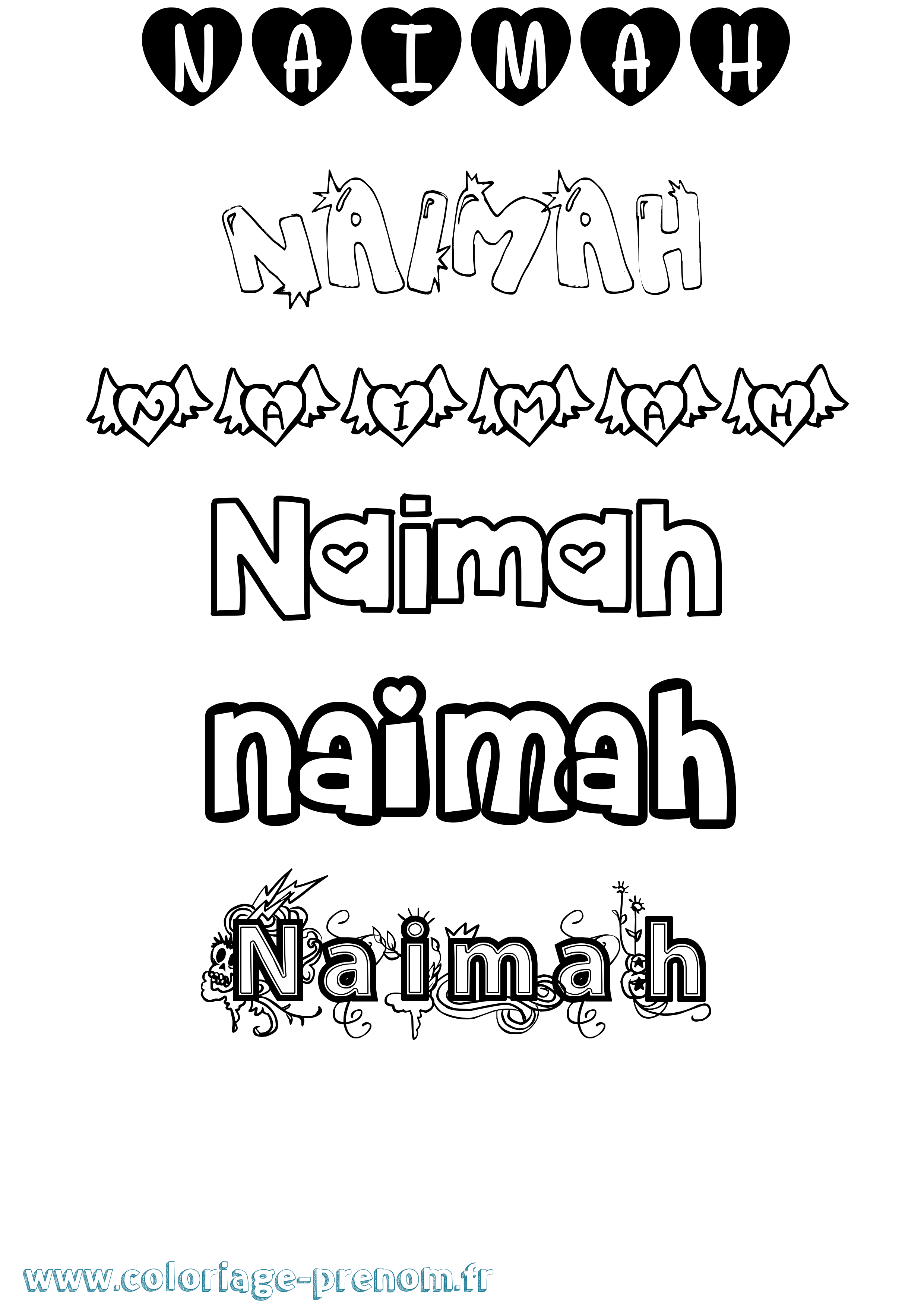 Coloriage Naimah Girly Coloriage prénom Naimah Girly