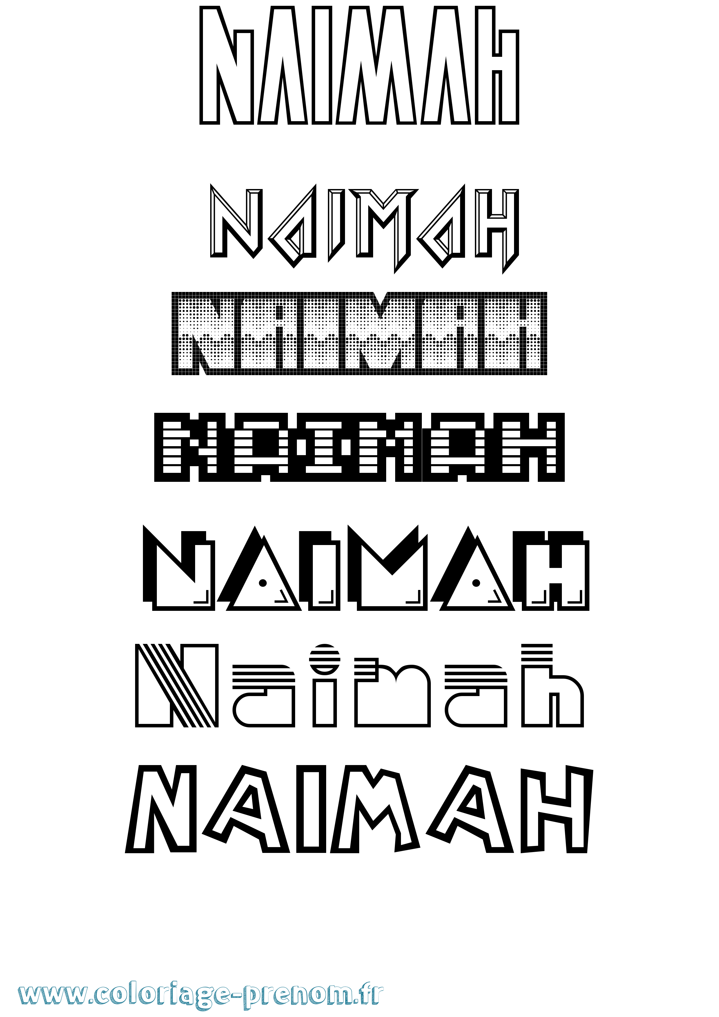 Coloriage Naimah Jeux Vidéos Coloriage prénom Naimah Jeux Vidéos