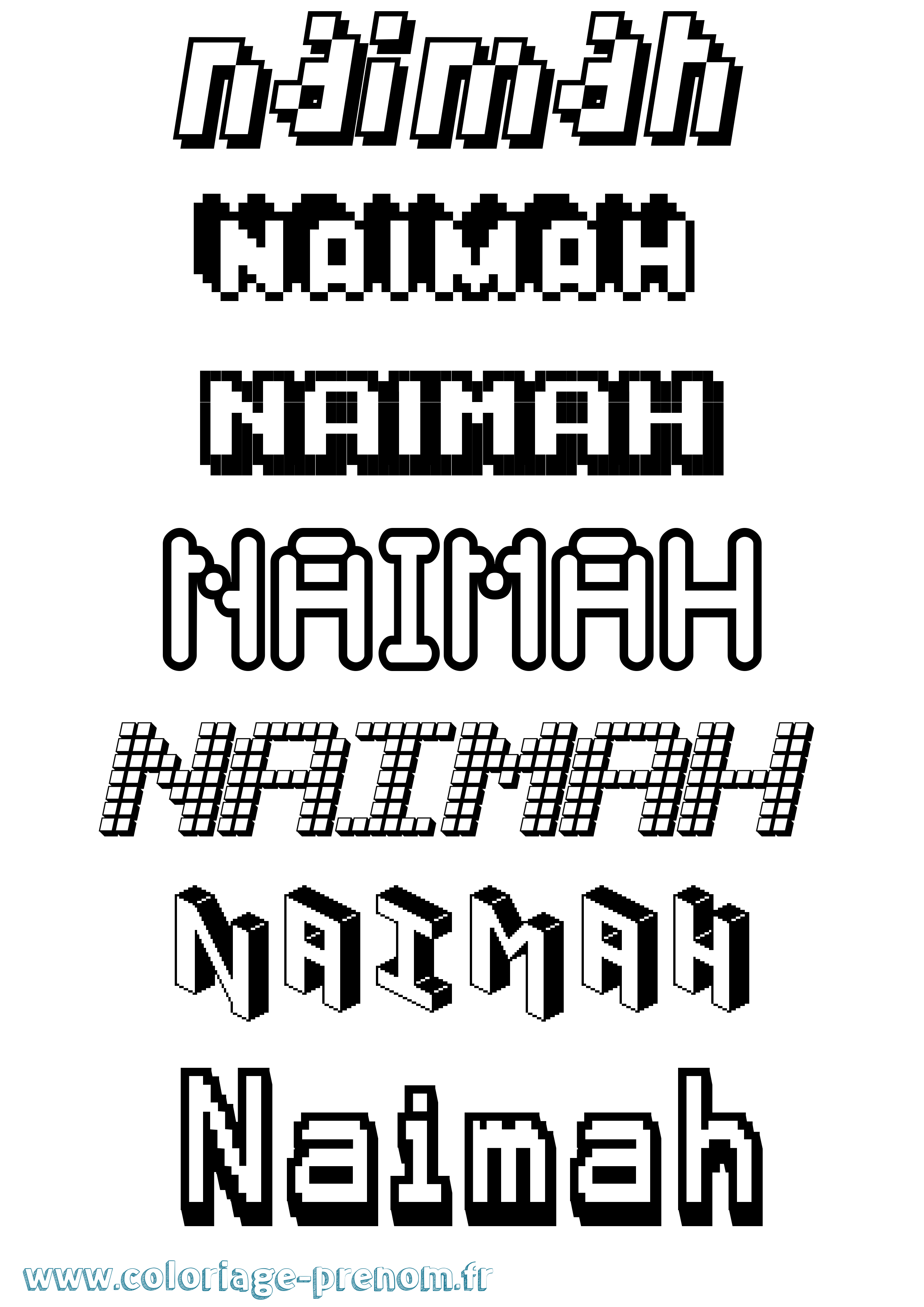 Coloriage Naimah Pixel Coloriage prénom Naimah Pixel