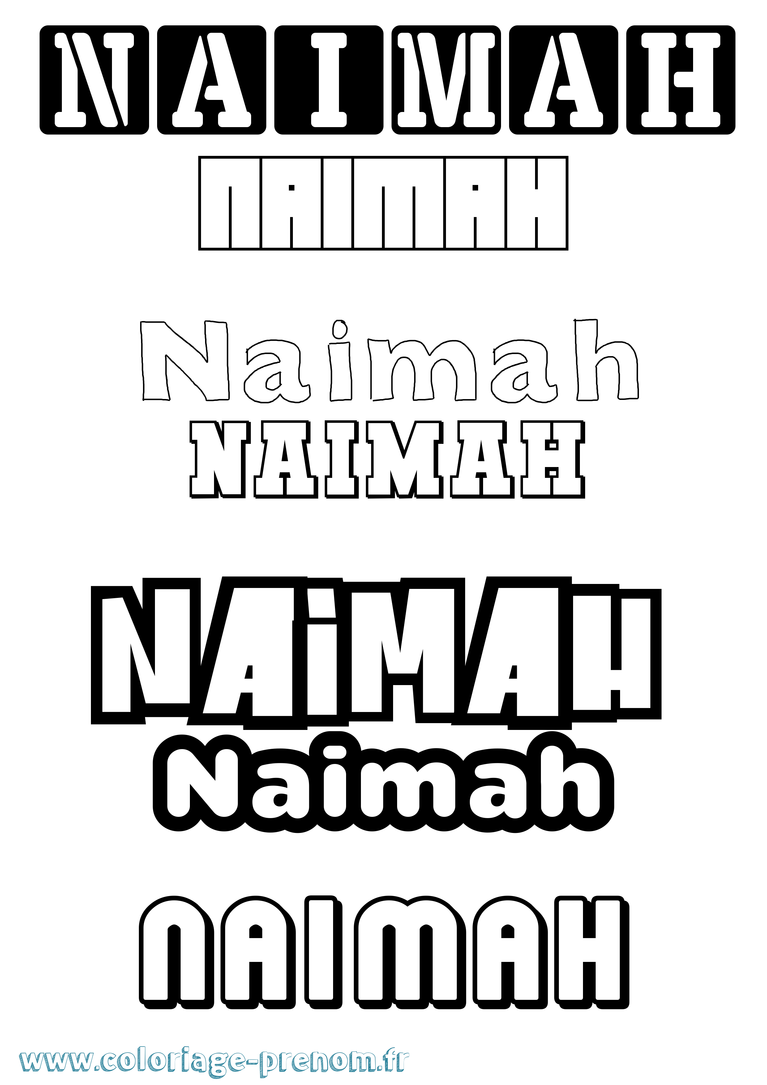 Coloriage Naimah Simple Coloriage prénom Naimah Simple