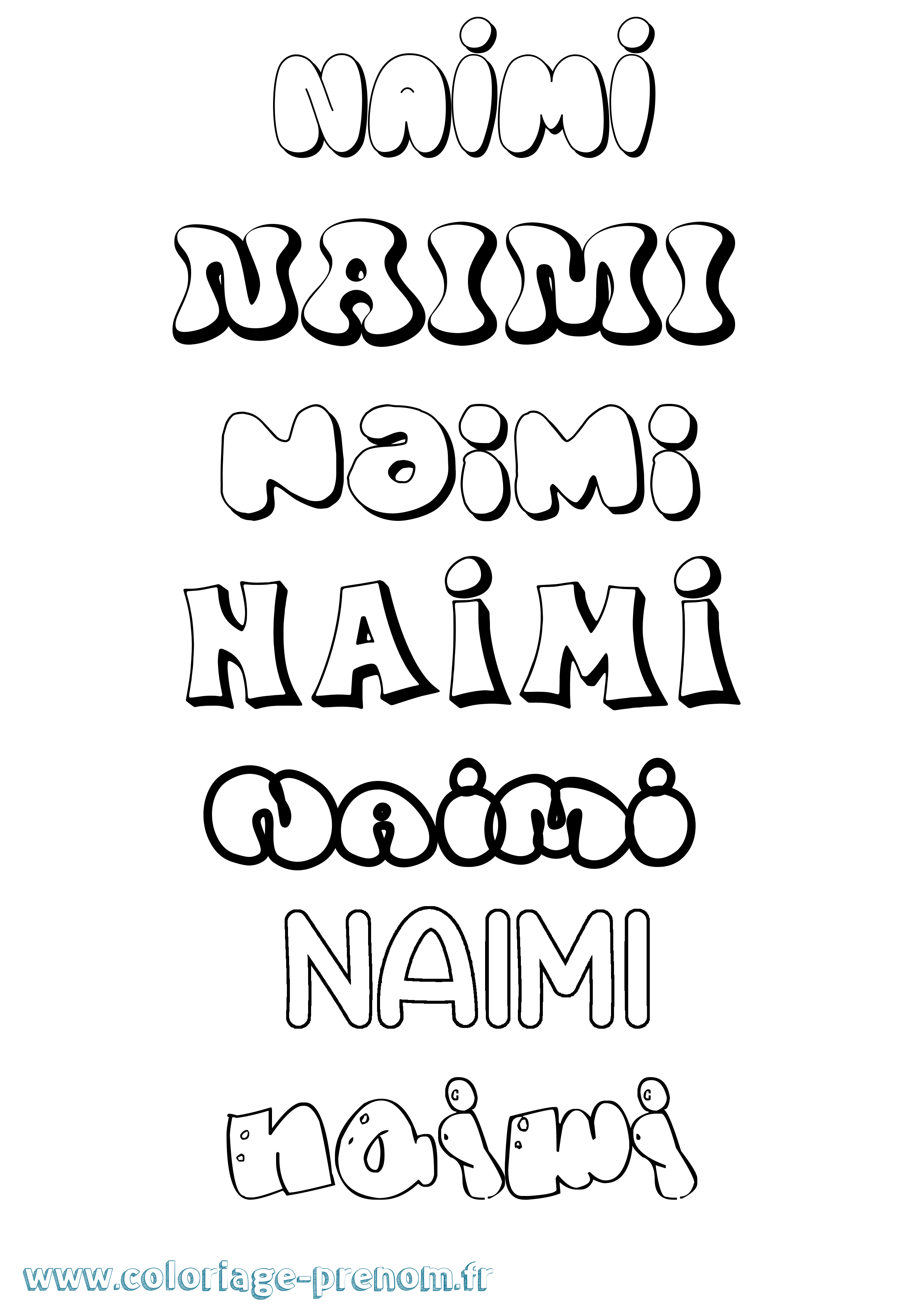 Coloriage Naimi Bubble Coloriage prénom Naimi Bubble
