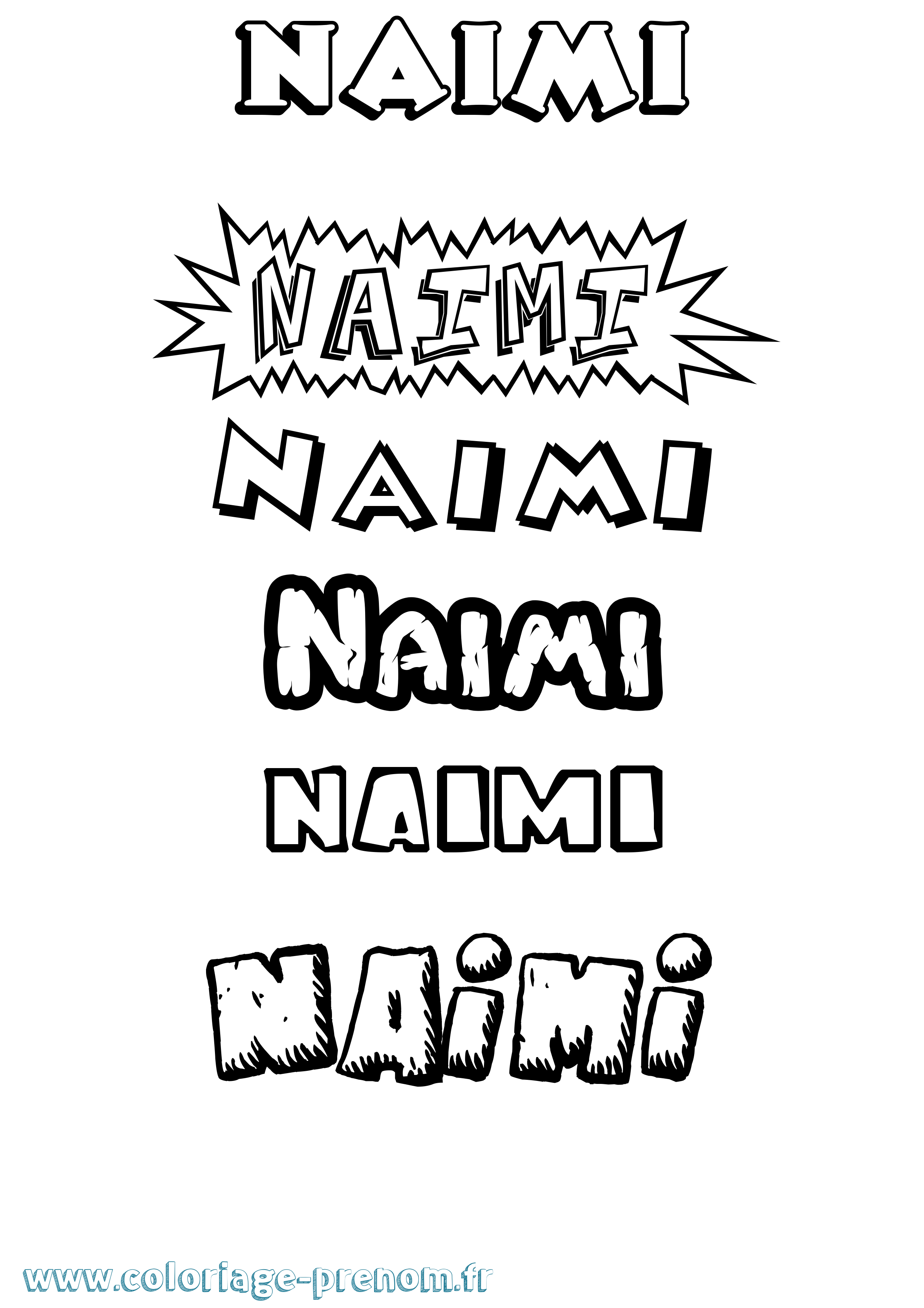 Coloriage Naimi Dessin Animé Coloriage prénom Naimi Dessin Animé