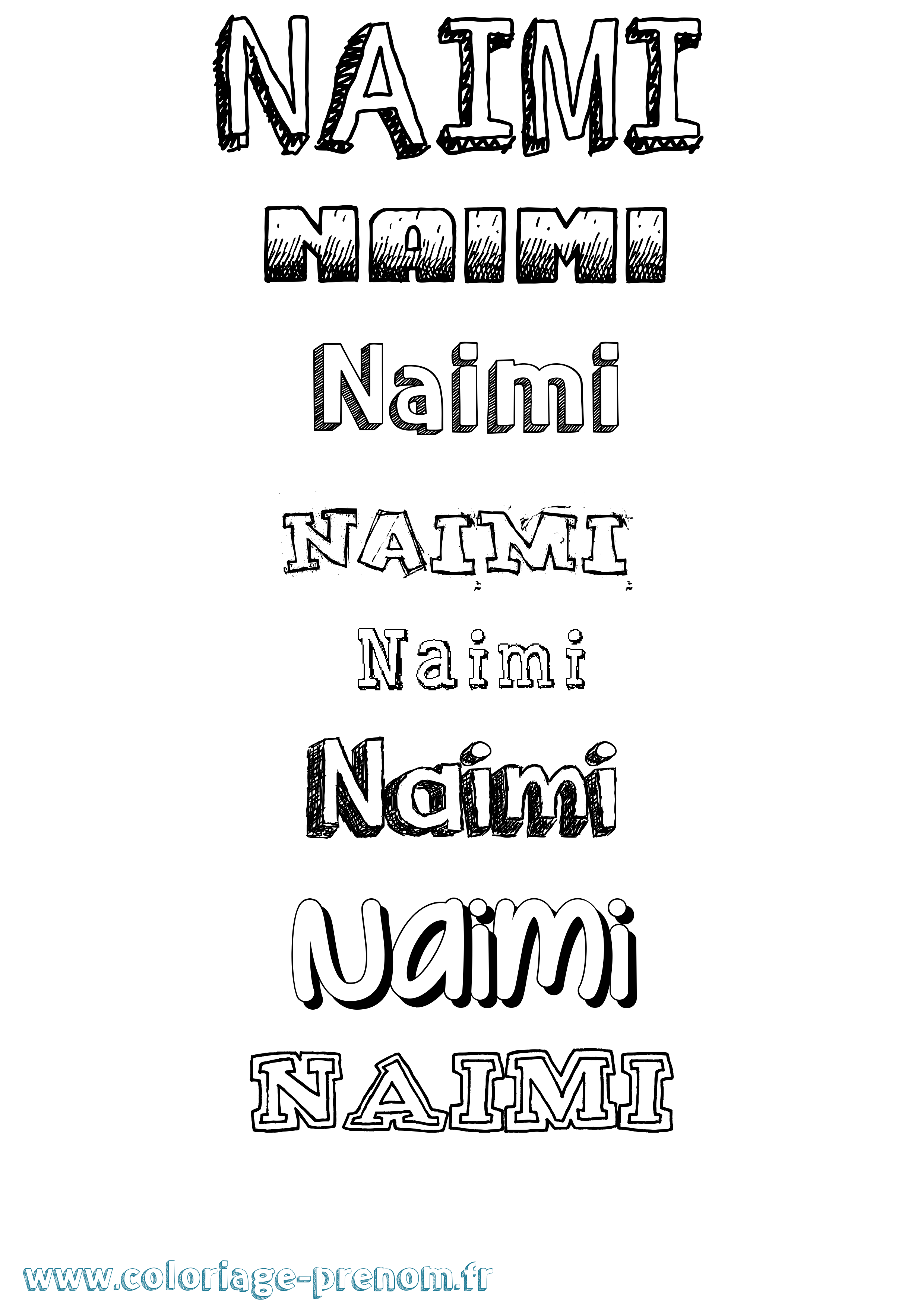 Coloriage Naimi Dessiné Coloriage prénom Naimi Dessiné