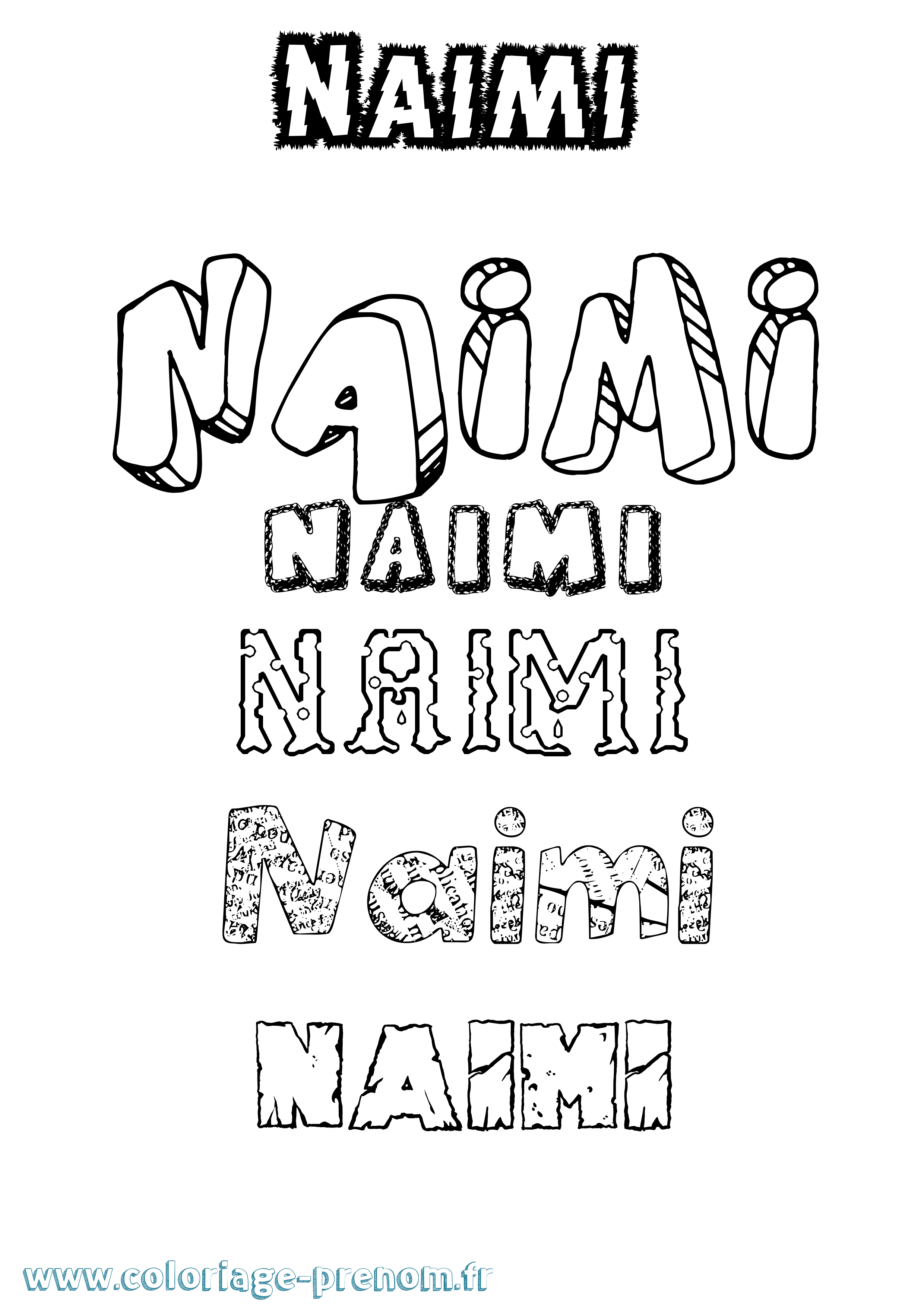 Coloriage Naimi Destructuré Coloriage prénom Naimi Destructuré
