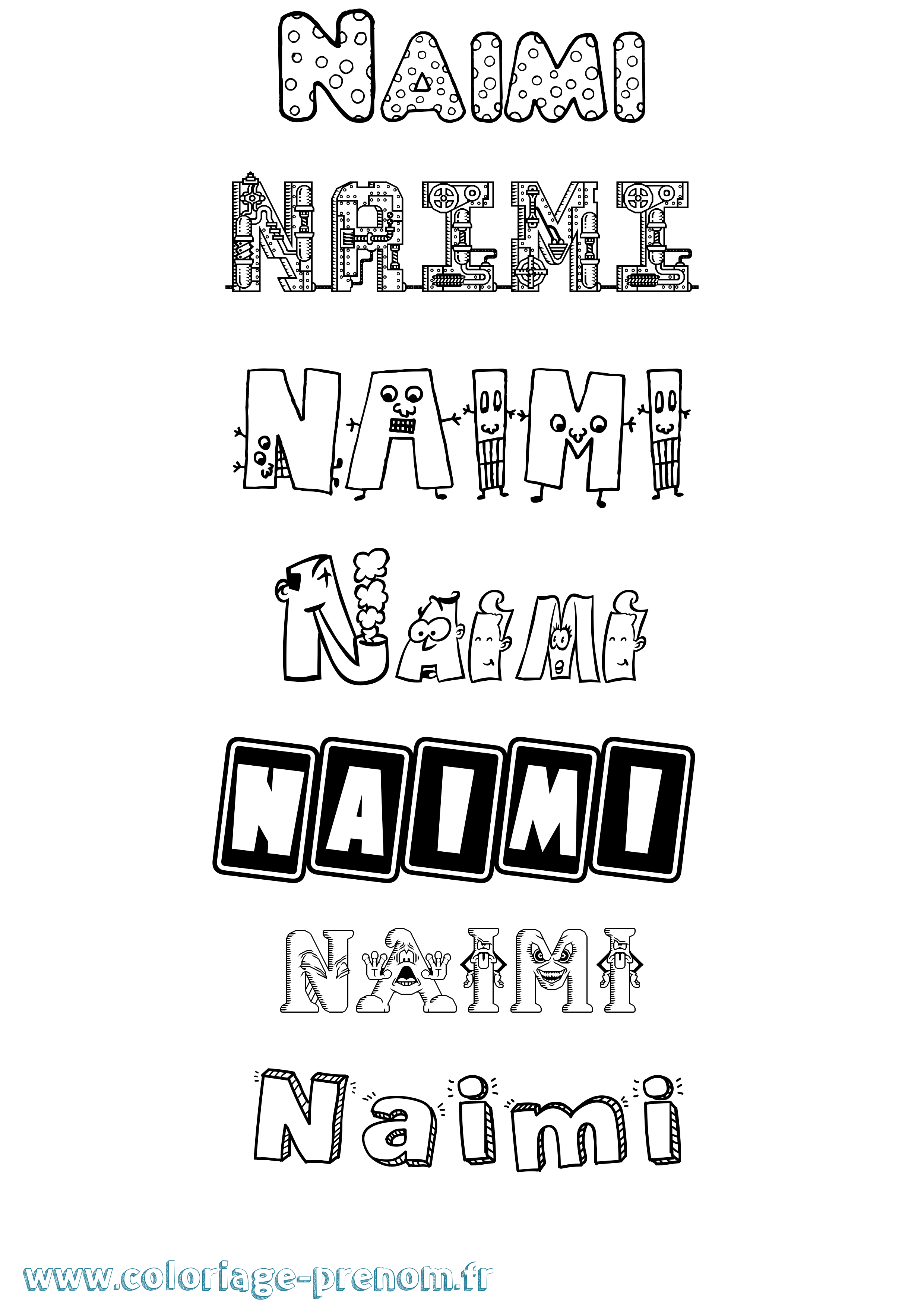 Coloriage Naimi Fun Coloriage prénom Naimi Fun