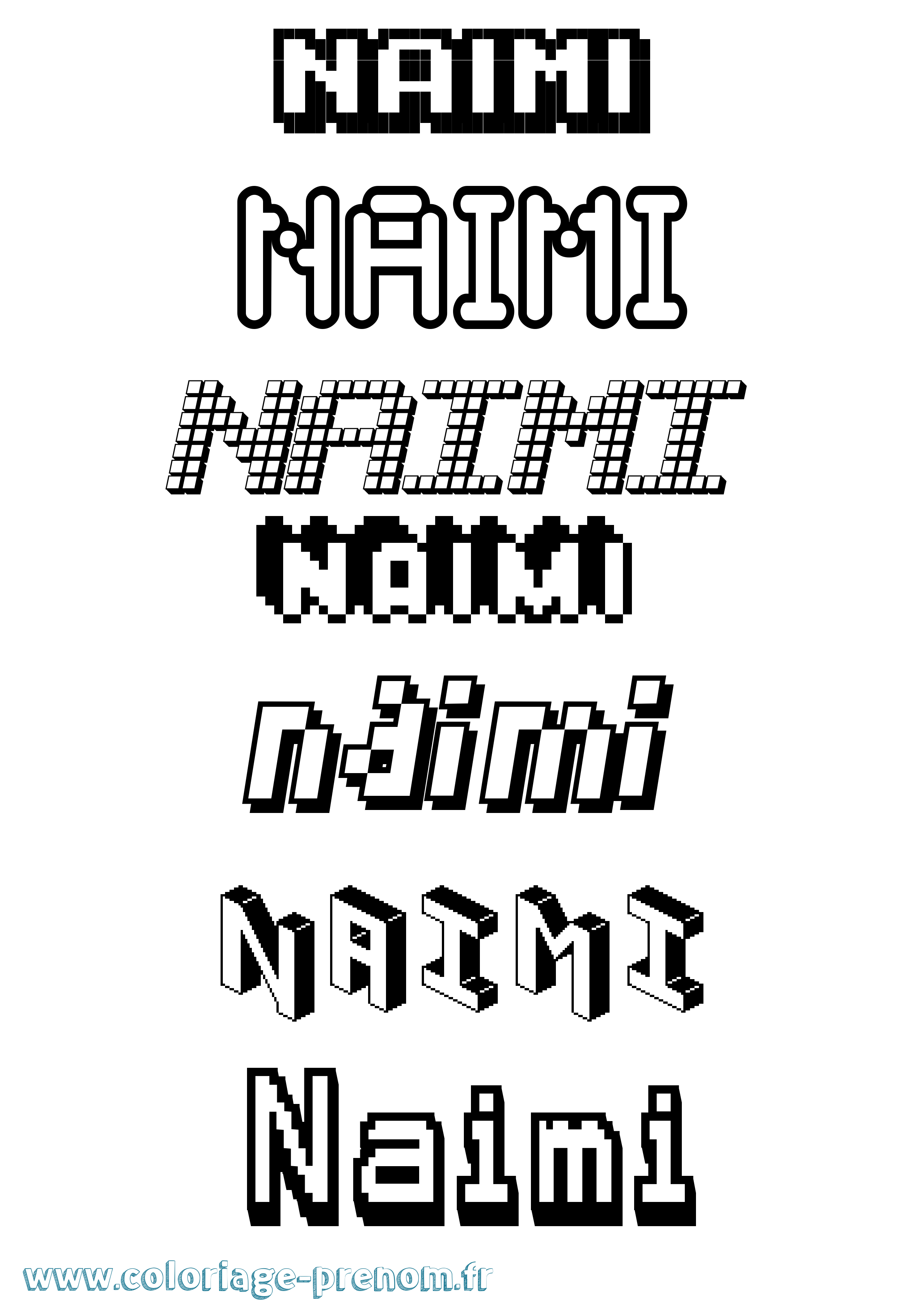 Coloriage Naimi Pixel Coloriage prénom Naimi Pixel