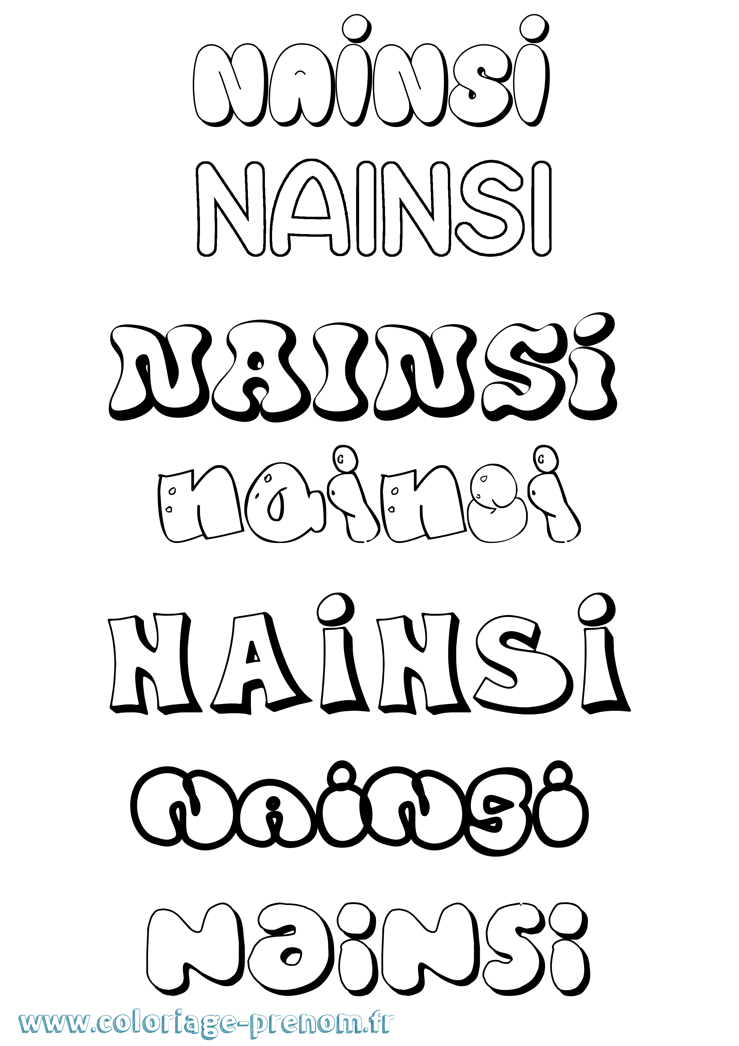 Coloriage Nainsí Bubble Coloriage prénom Nainsí Bubble