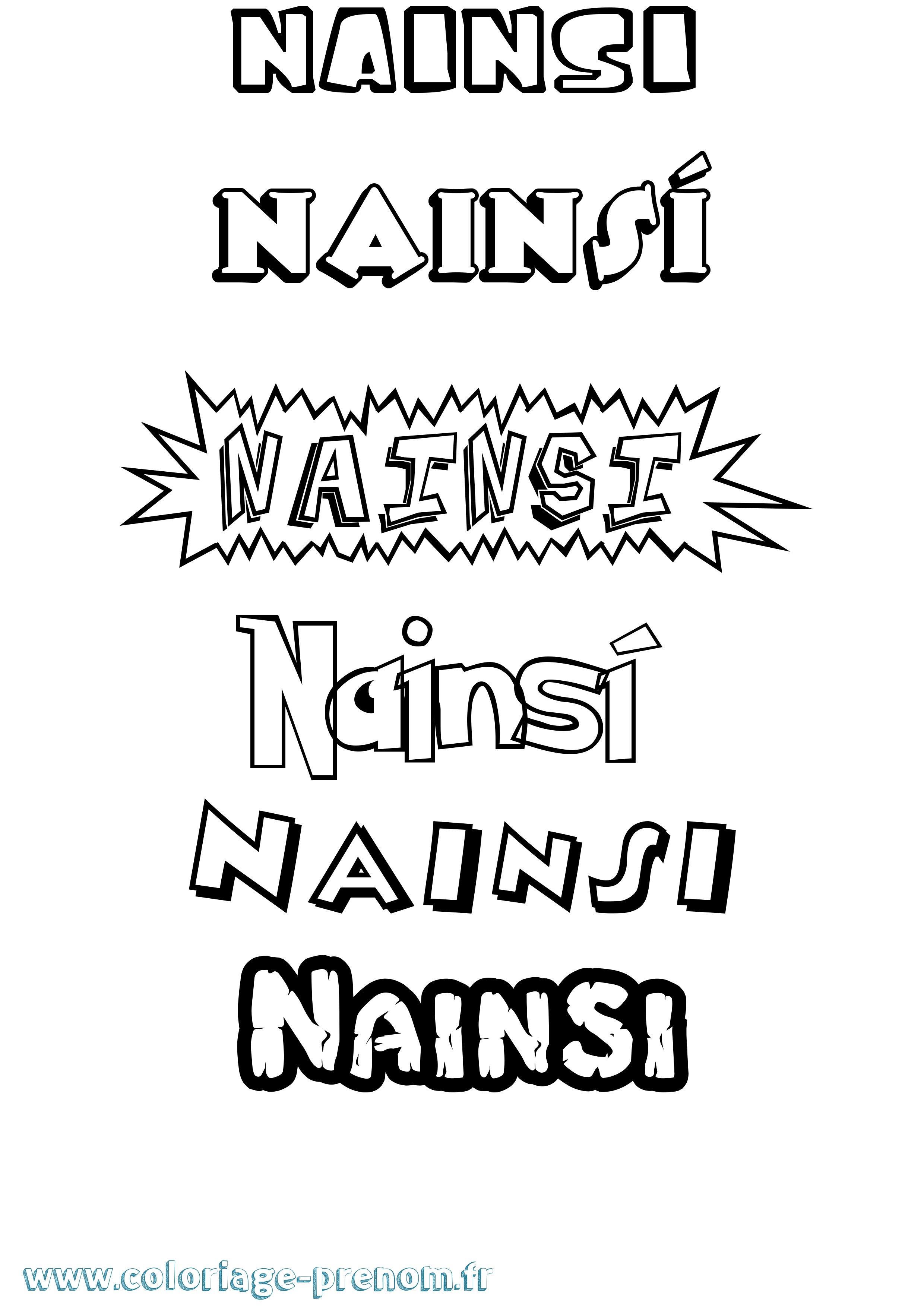 Coloriage Nainsí Dessin Animé Coloriage prénom Nainsí Dessin Animé