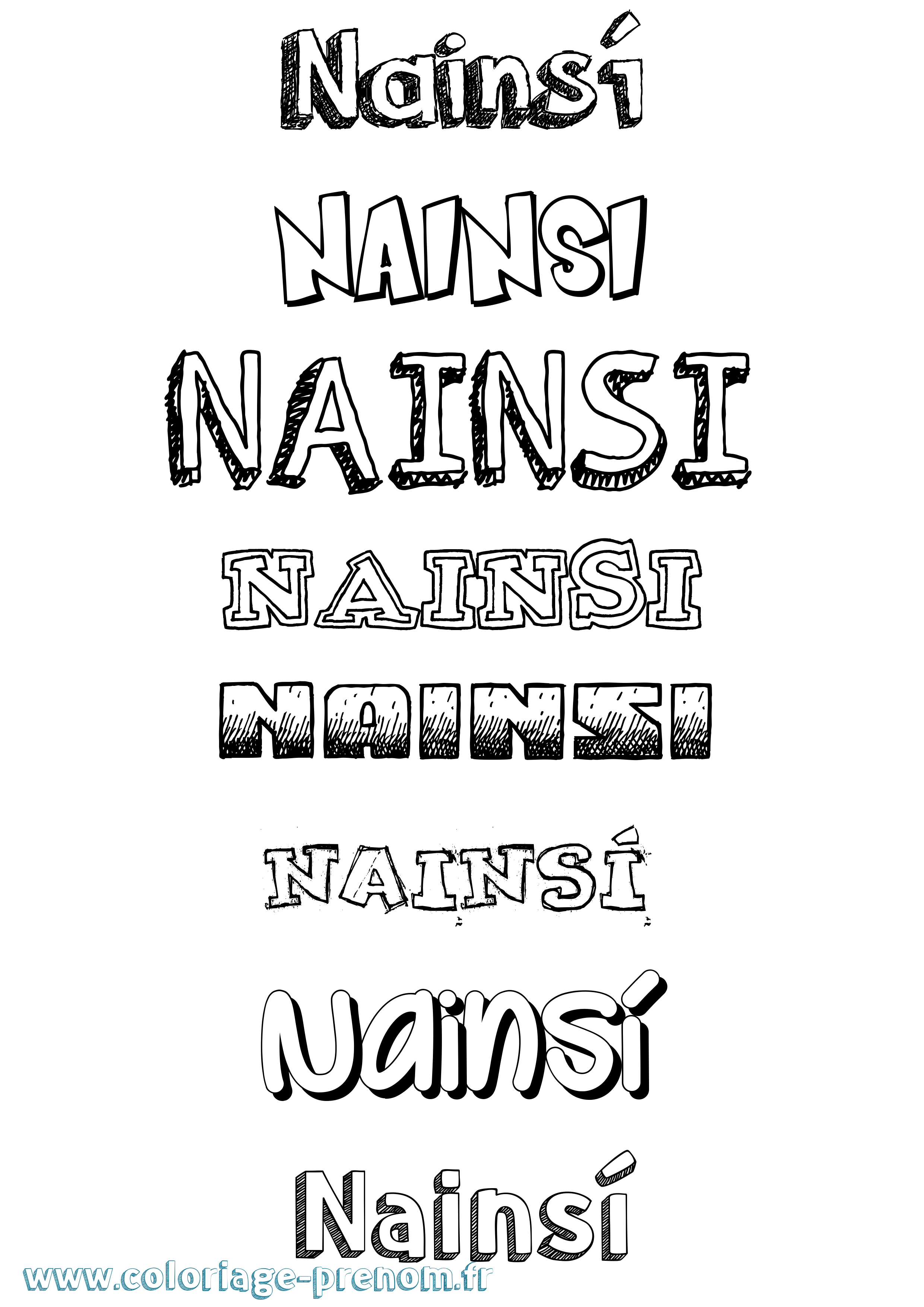 Coloriage Nainsí Dessiné Coloriage prénom Nainsí Dessiné
