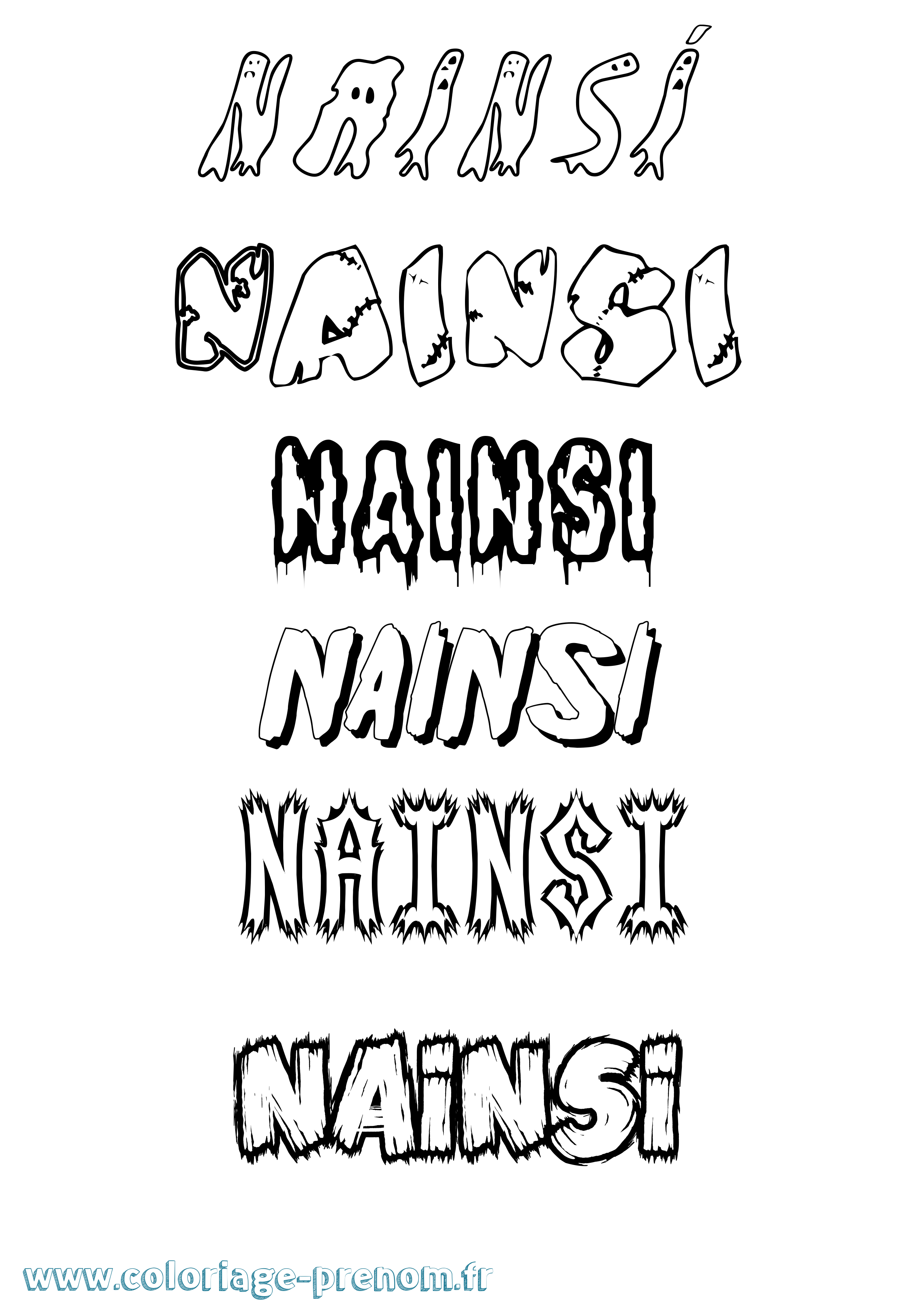 Coloriage Nainsí Frisson Coloriage prénom Nainsí Frisson