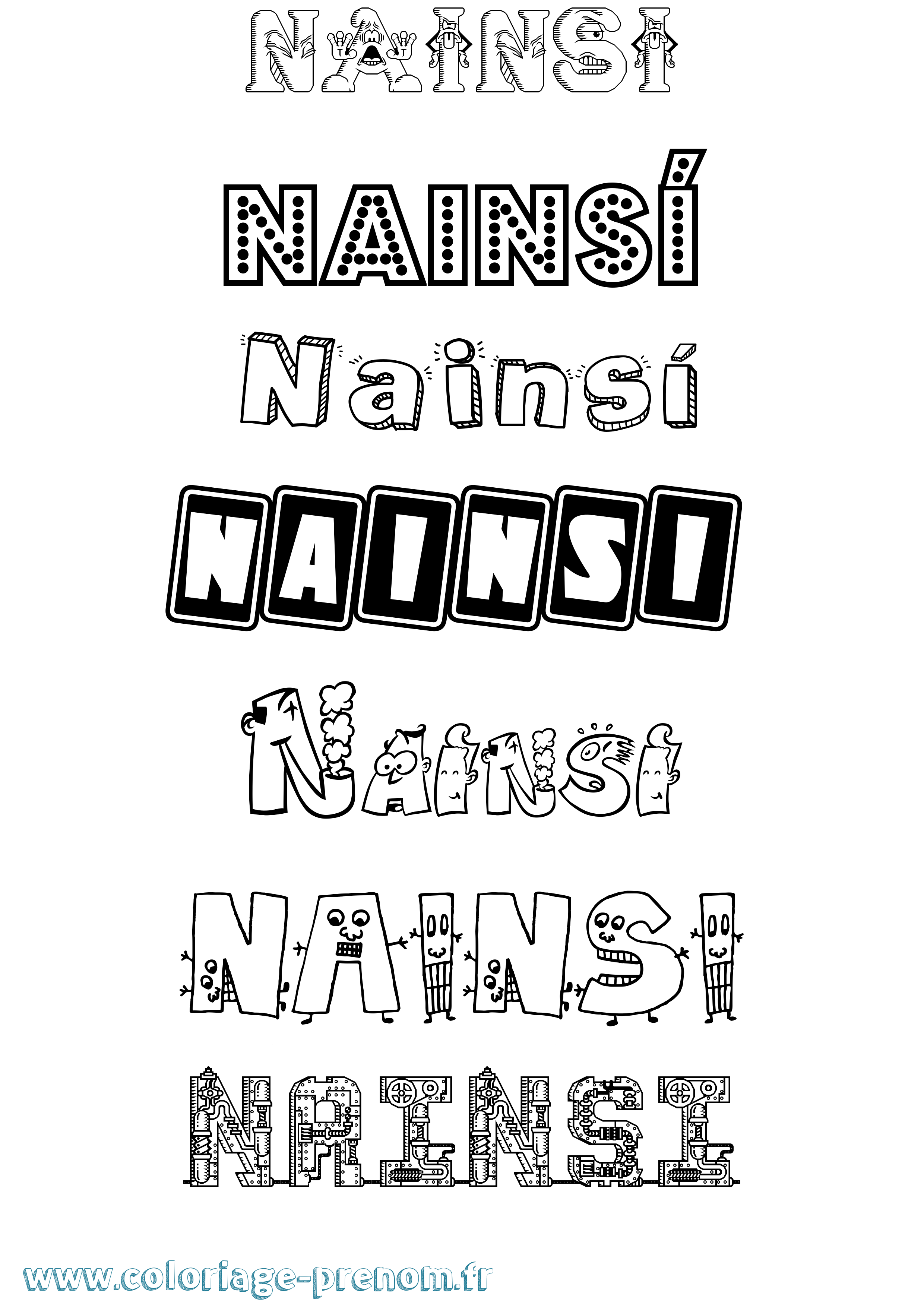Coloriage Nainsí Fun Coloriage prénom Nainsí Fun