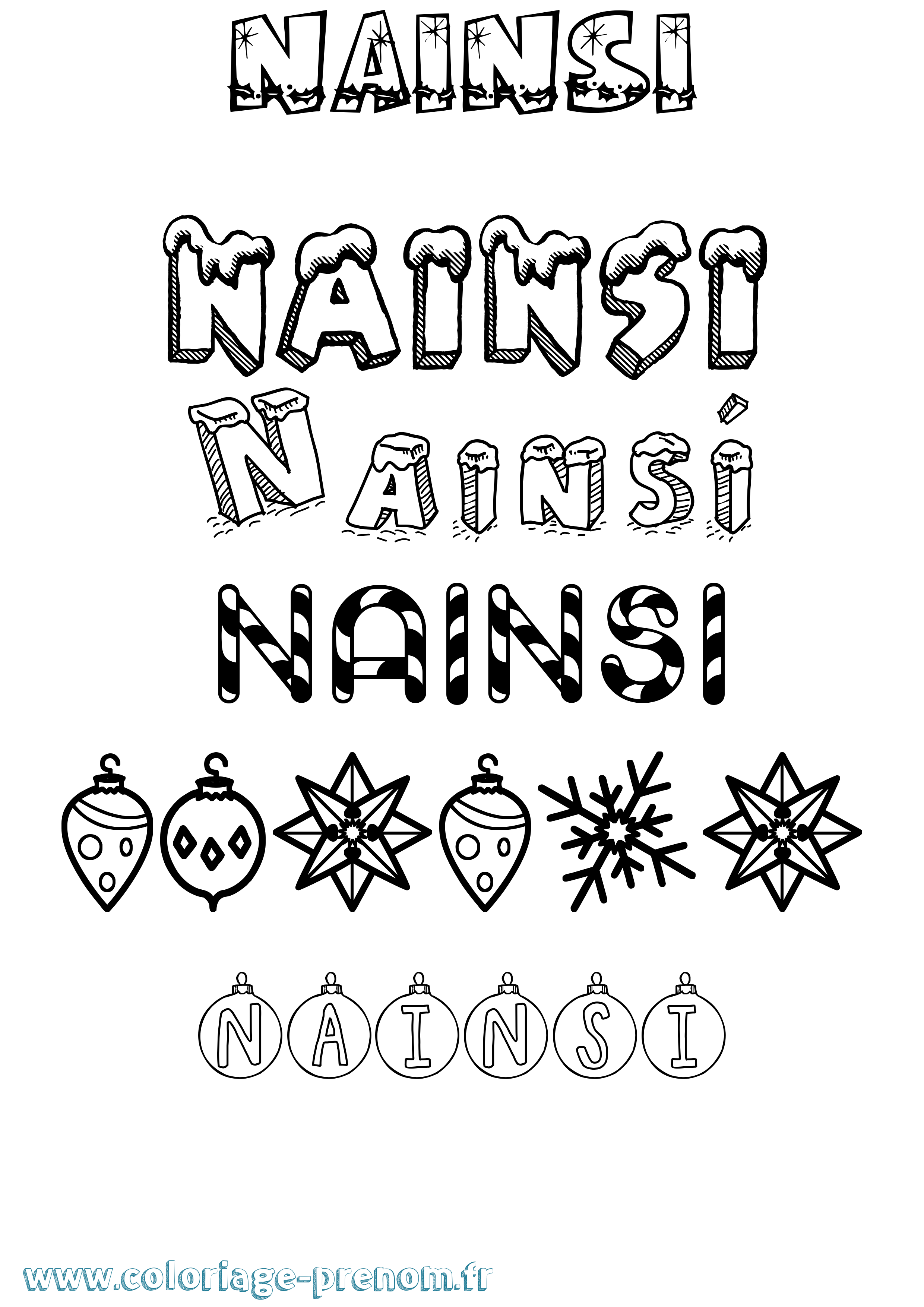 Coloriage Nainsí Noël Coloriage prénom Nainsí Noël