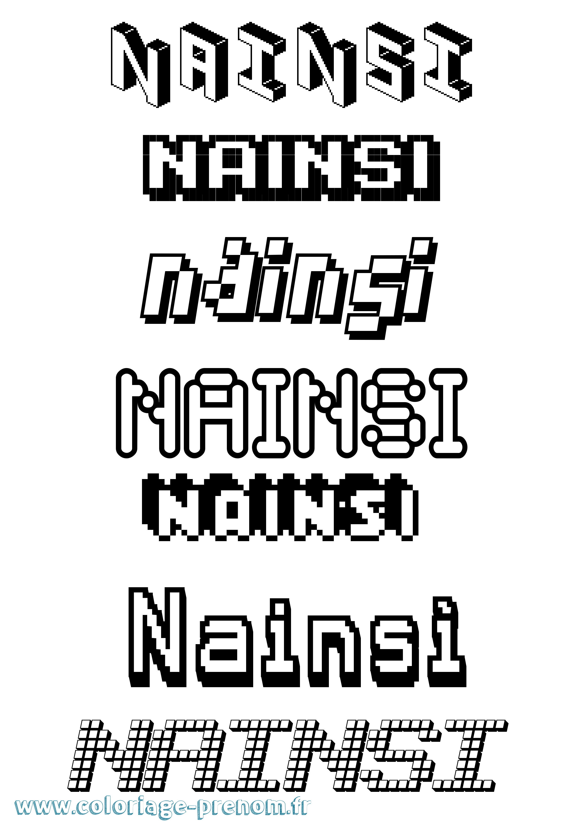 Coloriage Nainsí Pixel Coloriage prénom Nainsí Pixel
