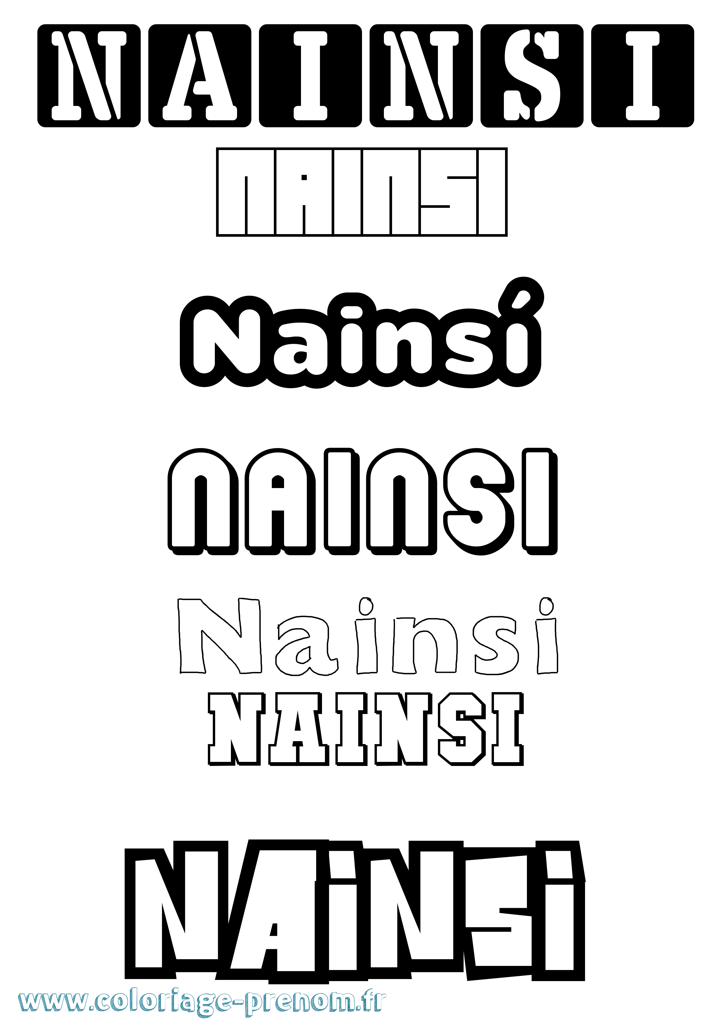 Coloriage Nainsí Simple Coloriage prénom Nainsí Simple