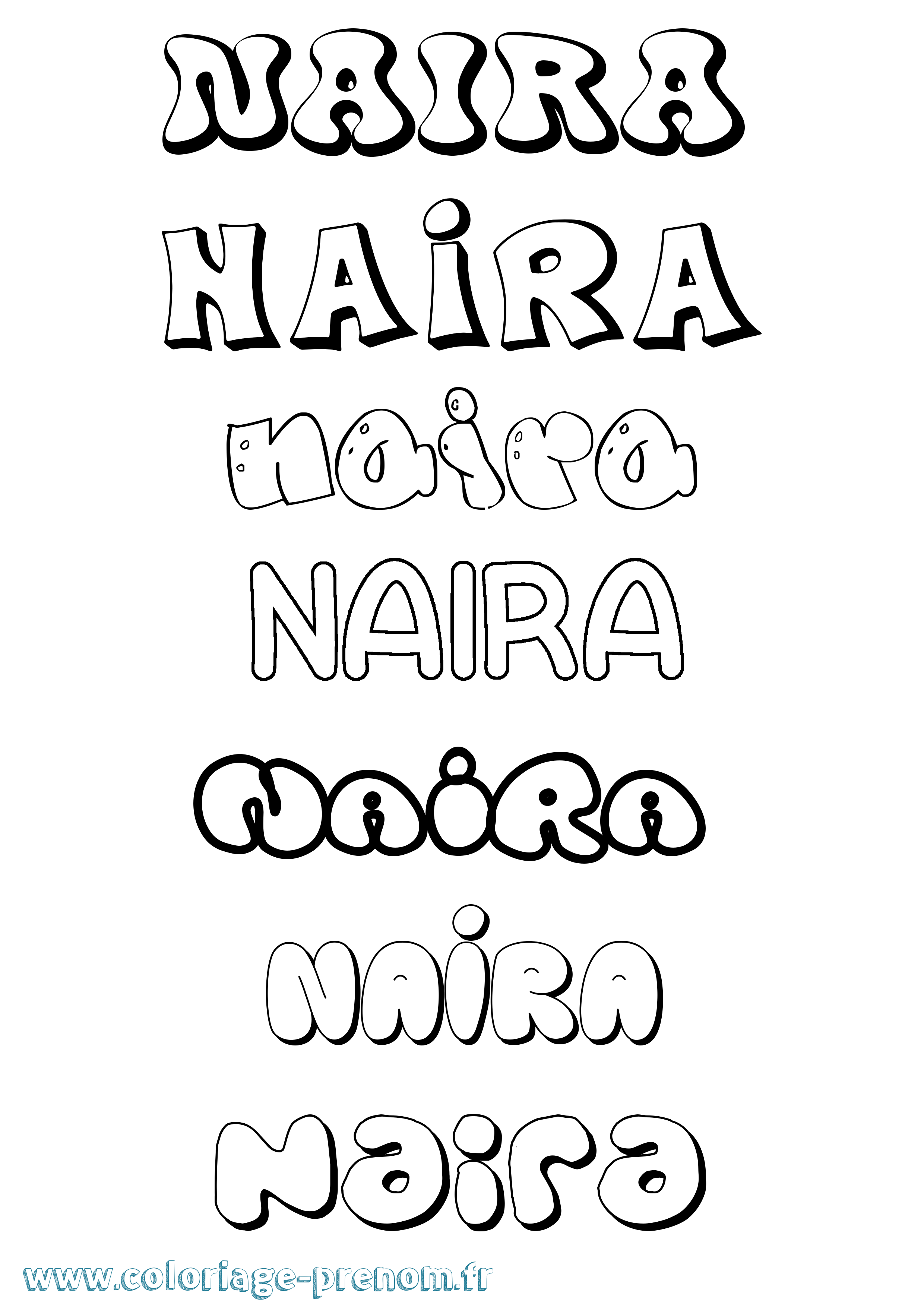 Coloriage Naira Bubble Coloriage prénom Naira Bubble