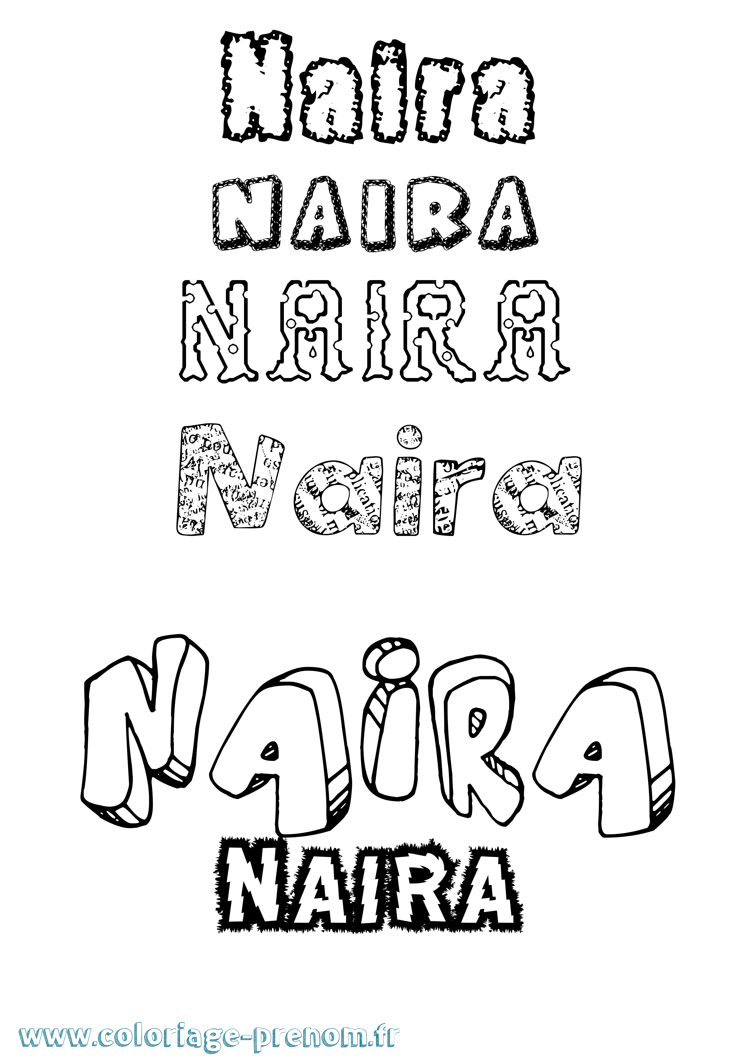 Coloriage Naira Destructuré Coloriage prénom Naira Destructuré