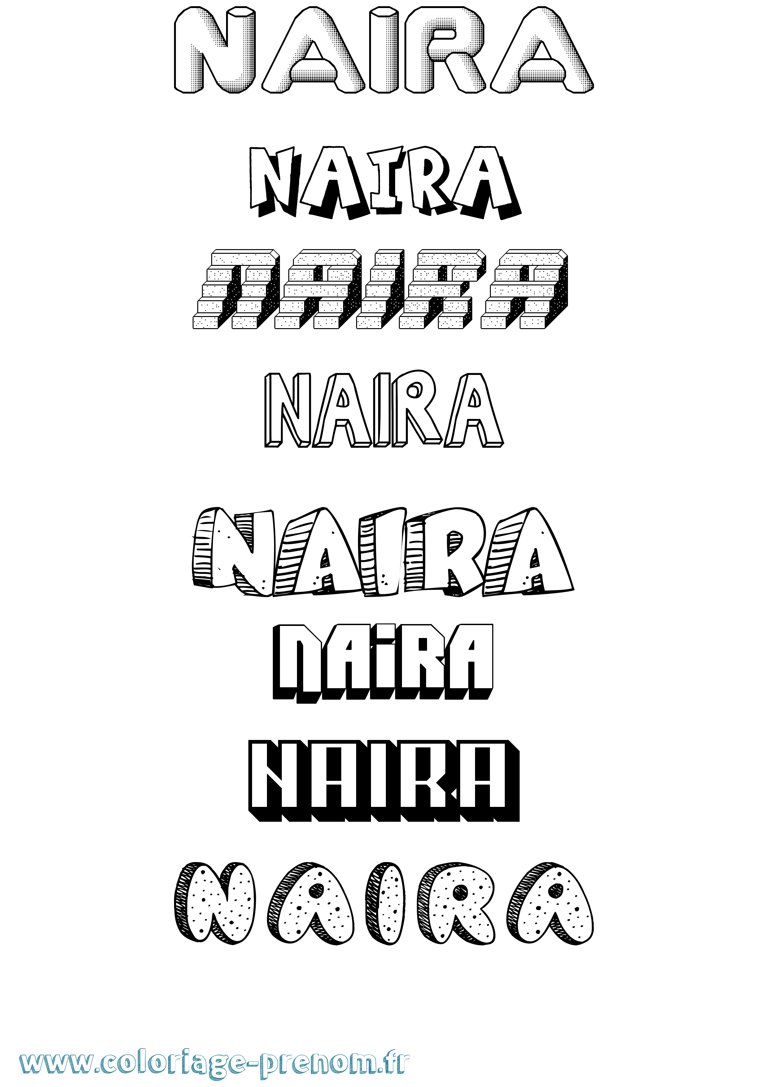Coloriage Naira Effet 3D Coloriage prénom Naira Effet 3D