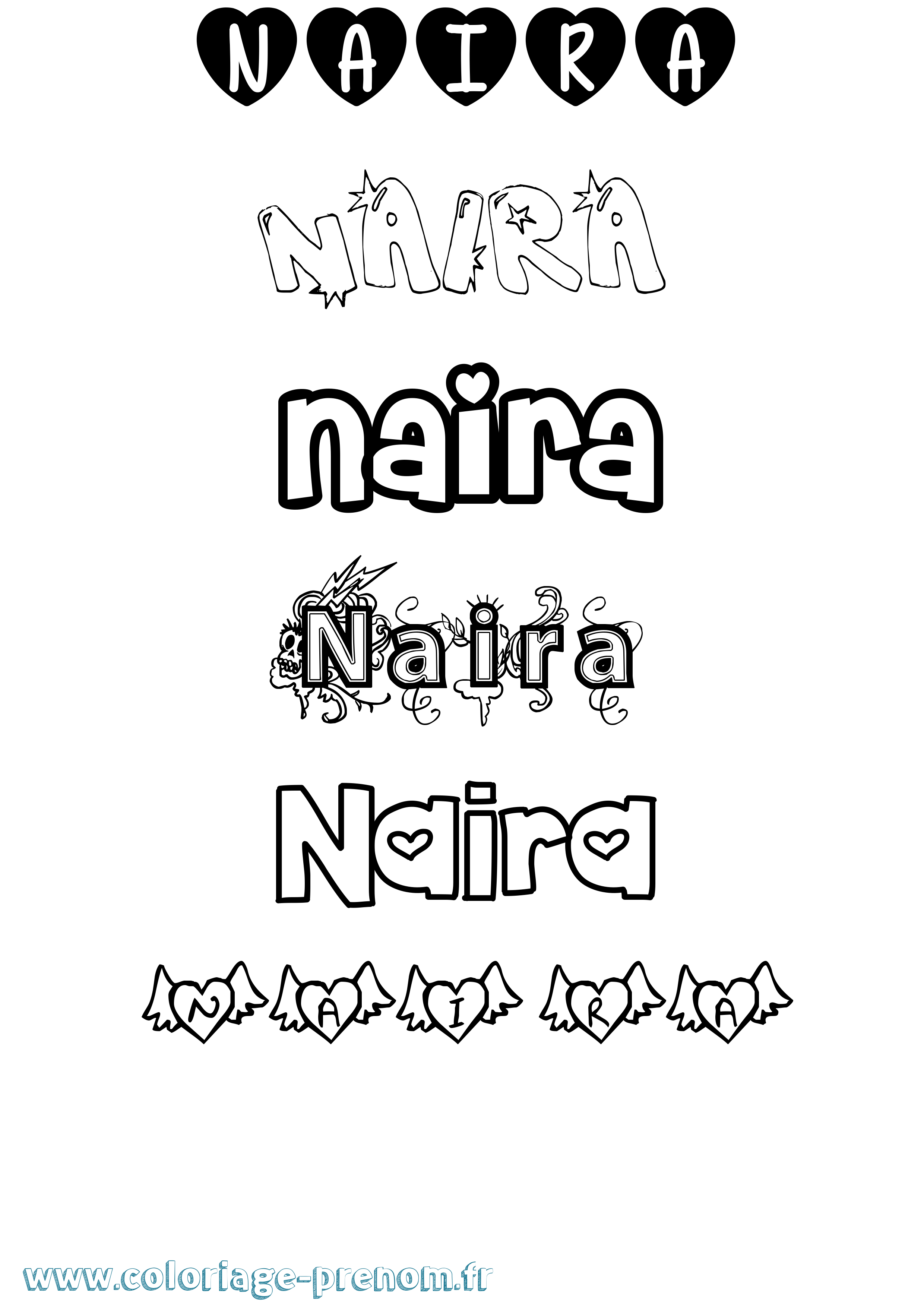 Coloriage Naira Girly Coloriage prénom Naira Girly