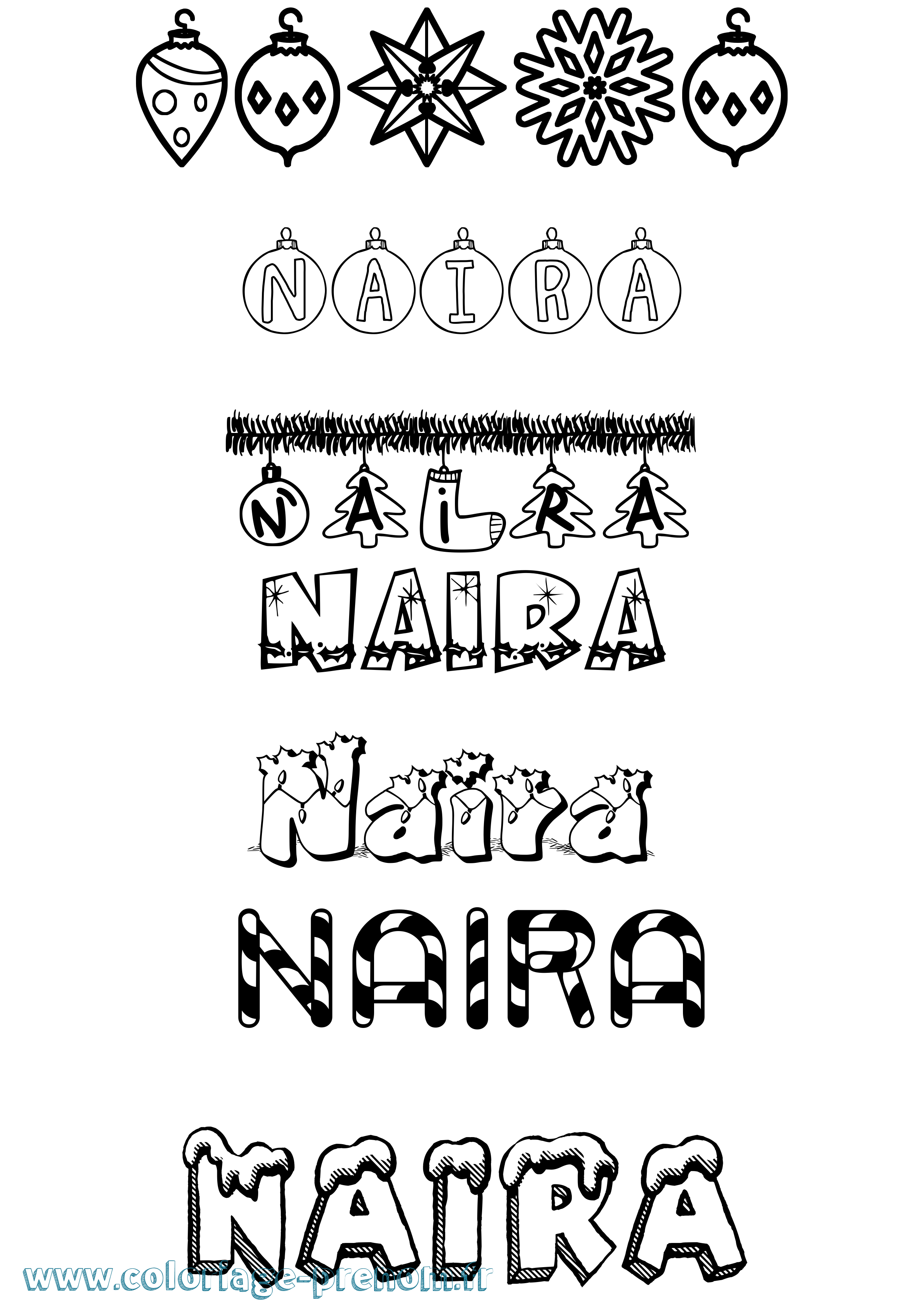 Coloriage Naira Noël Coloriage prénom Naira Noël