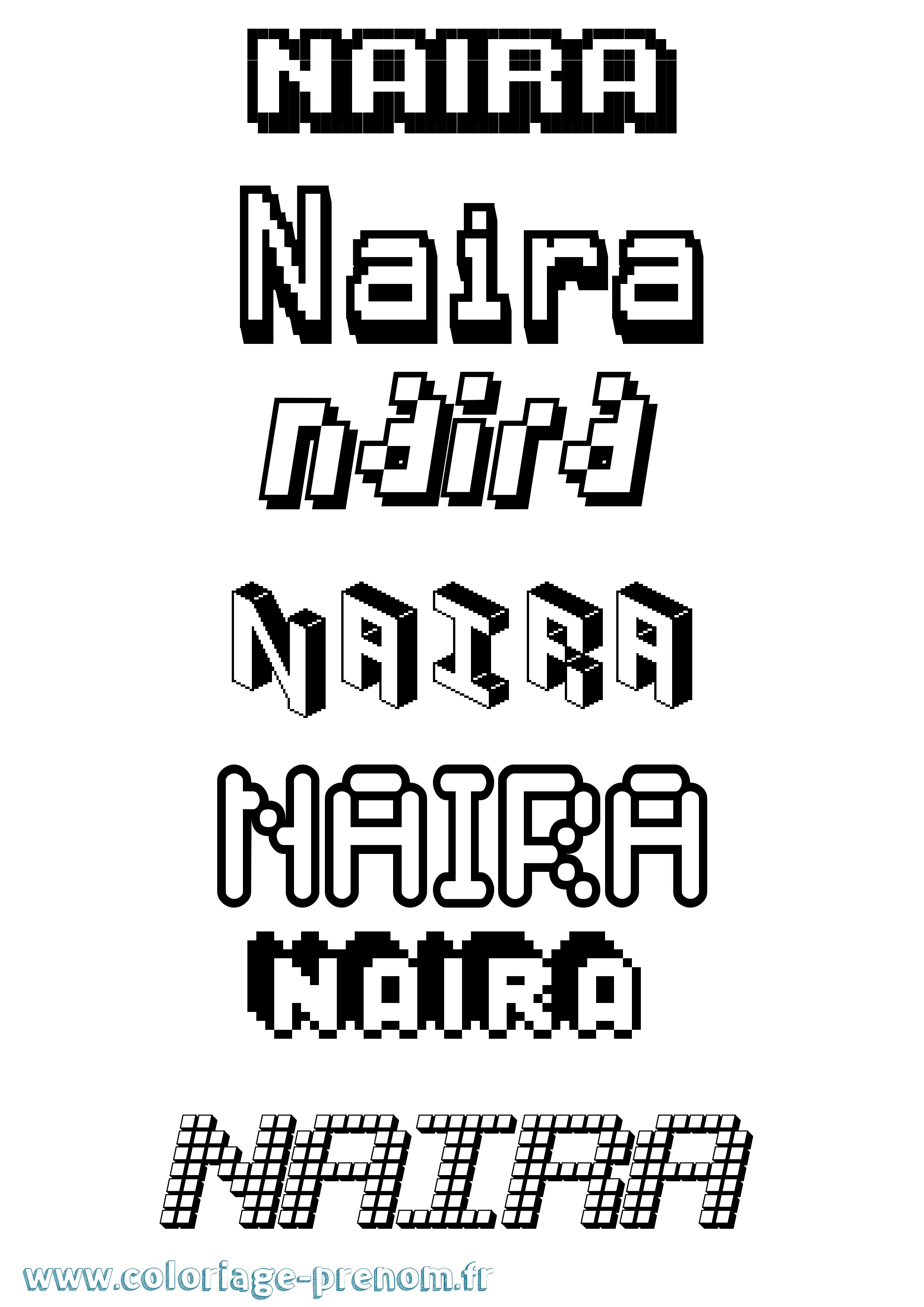 Coloriage Naira Pixel Coloriage prénom Naira Pixel