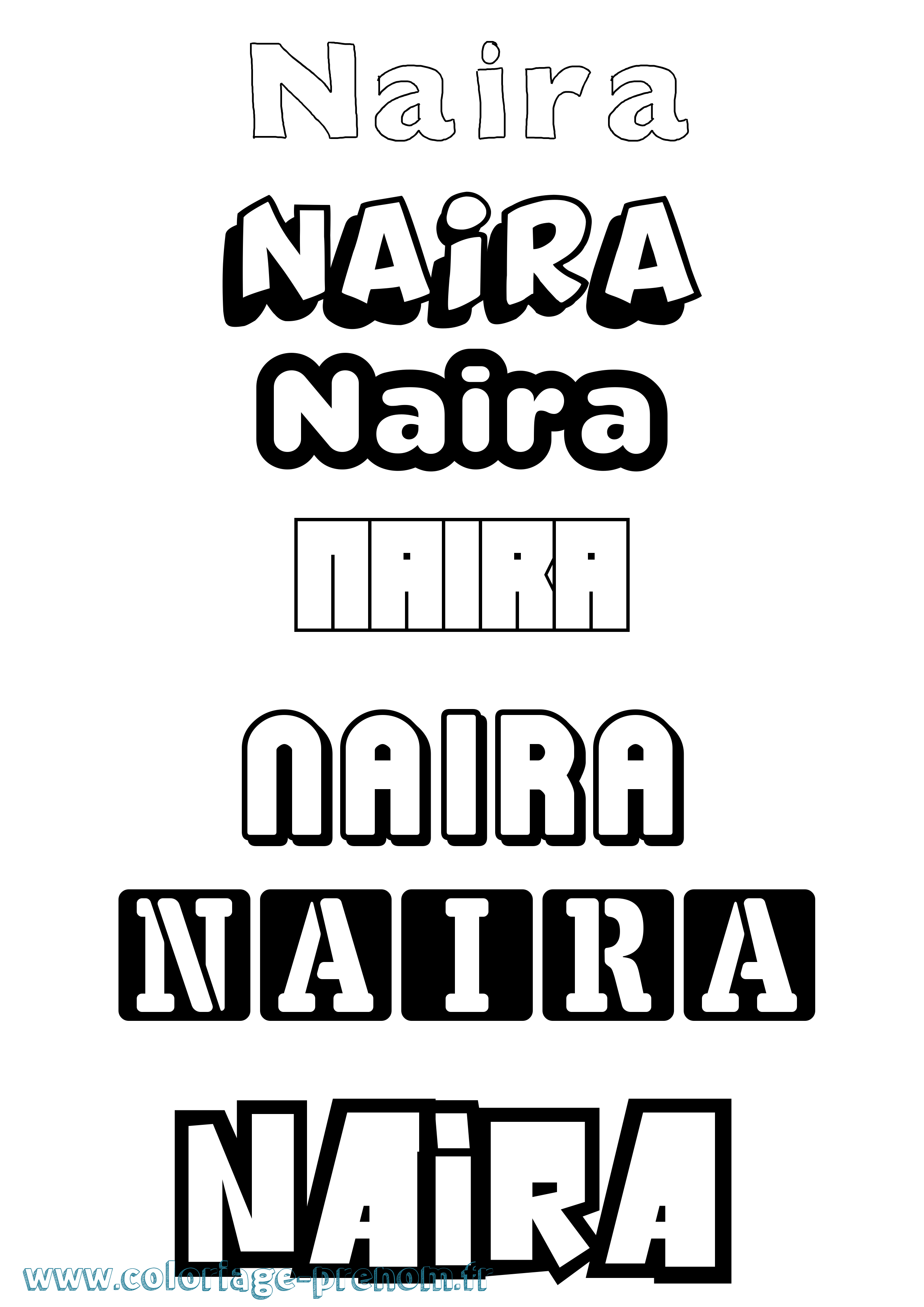 Coloriage Naira Simple Coloriage prénom Naira Simple