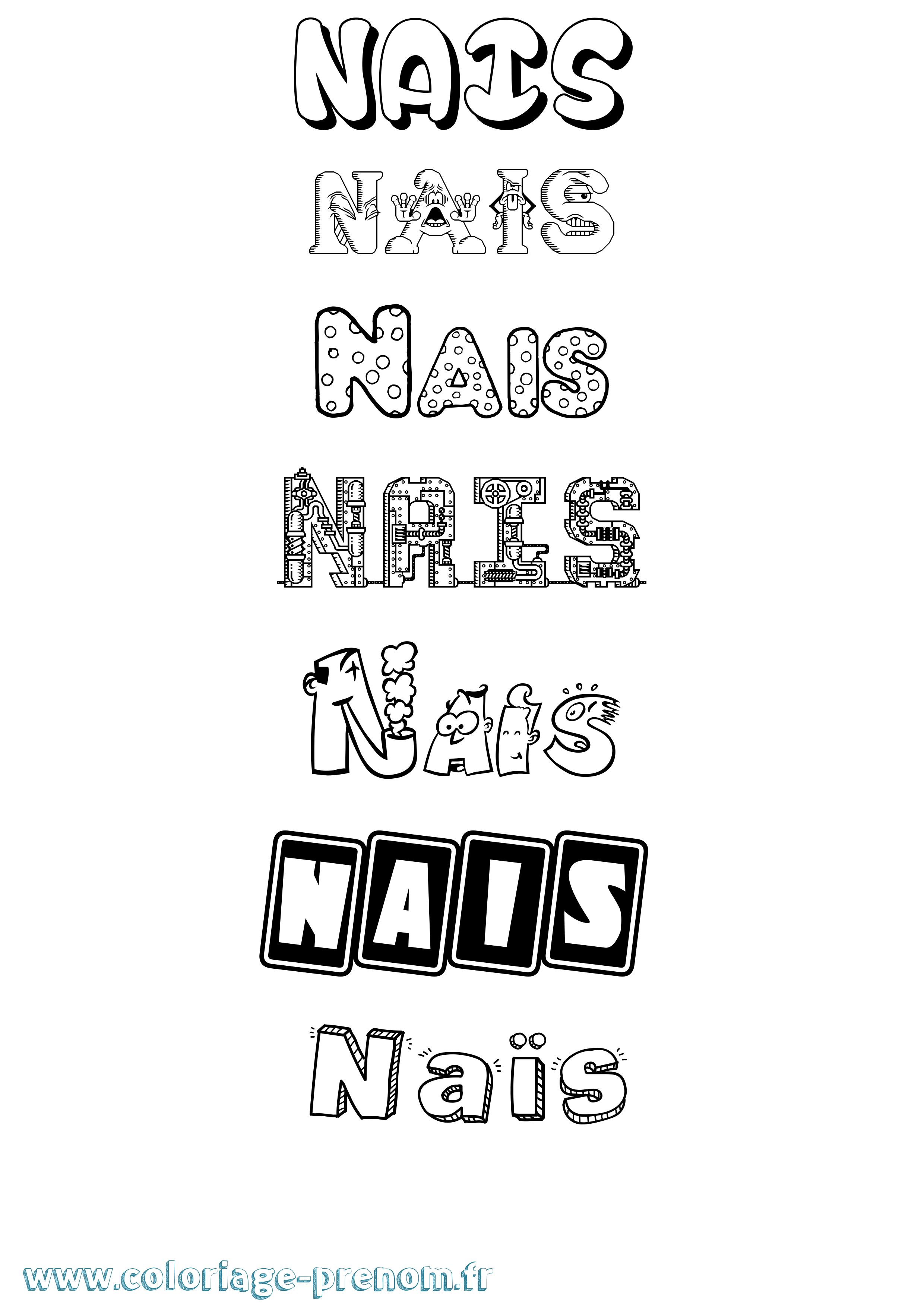 Coloriage Naïs Fun Coloriage prénom Naïs Fun