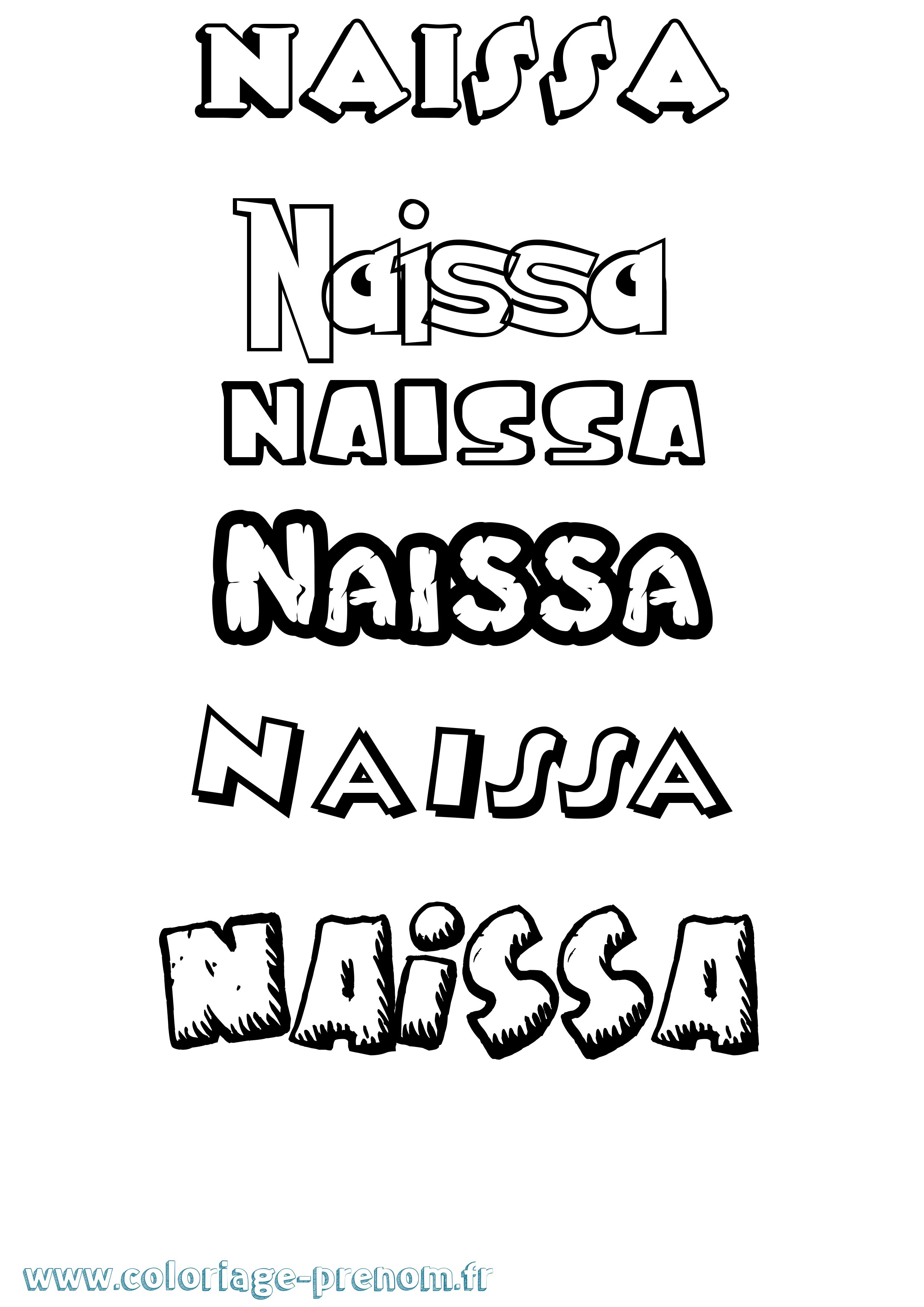 Coloriage Naissa Dessin Animé Coloriage prénom Naissa Dessin Animé