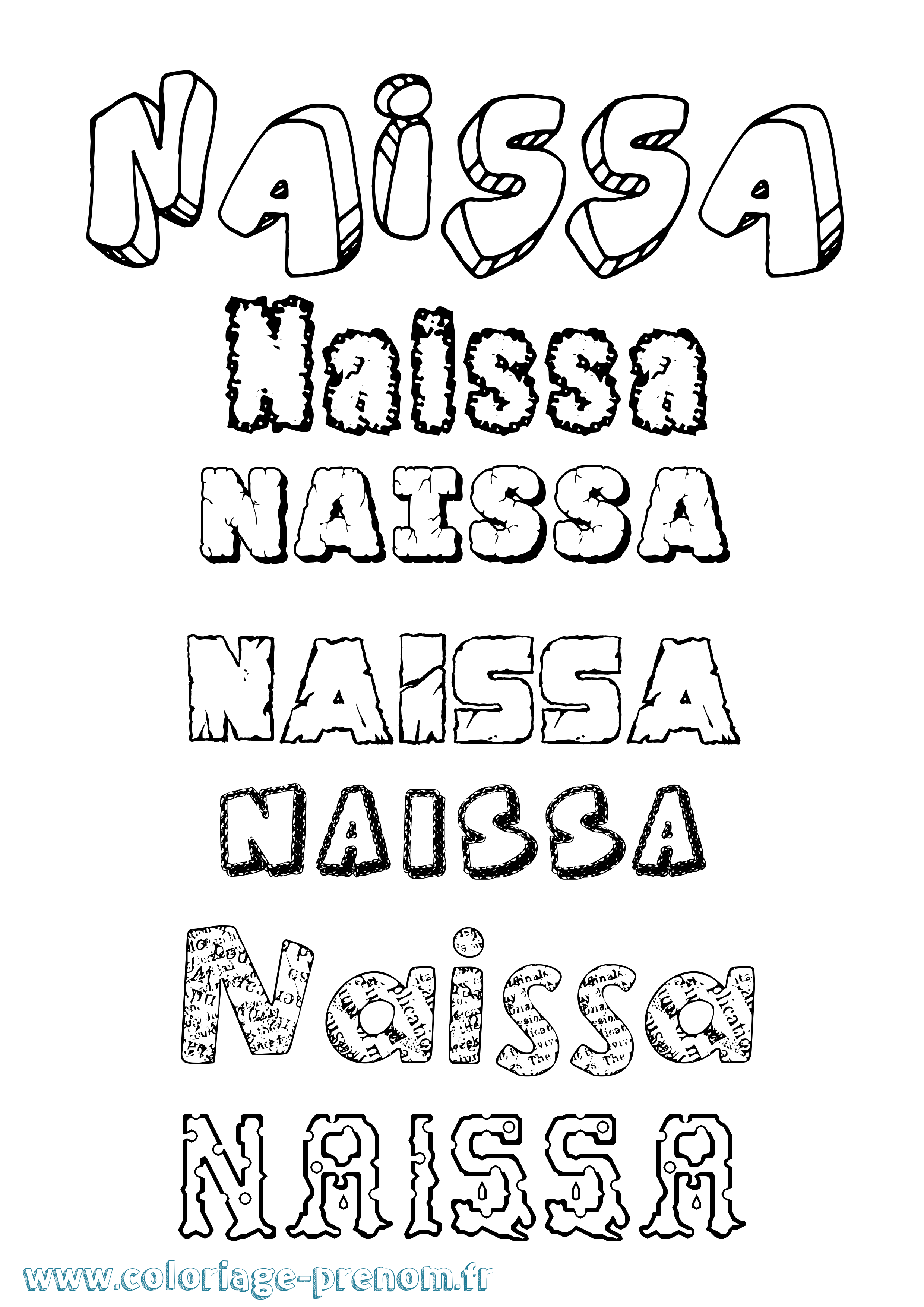 Coloriage Naissa Destructuré Coloriage prénom Naissa Destructuré