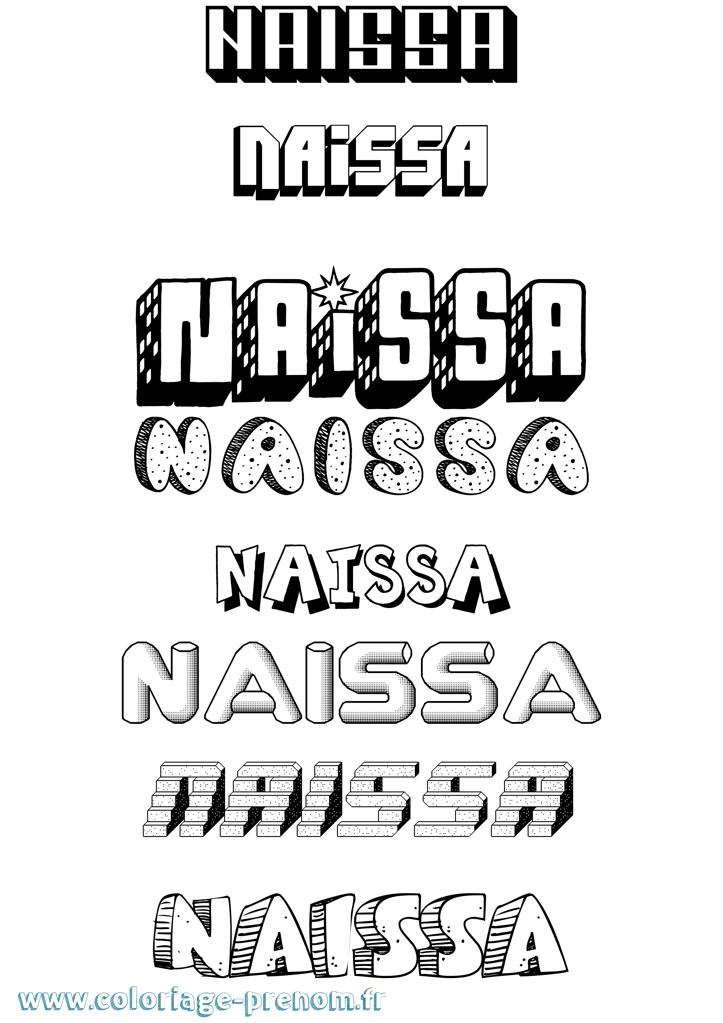 Coloriage Naissa Effet 3D Coloriage prénom Naissa Effet 3D