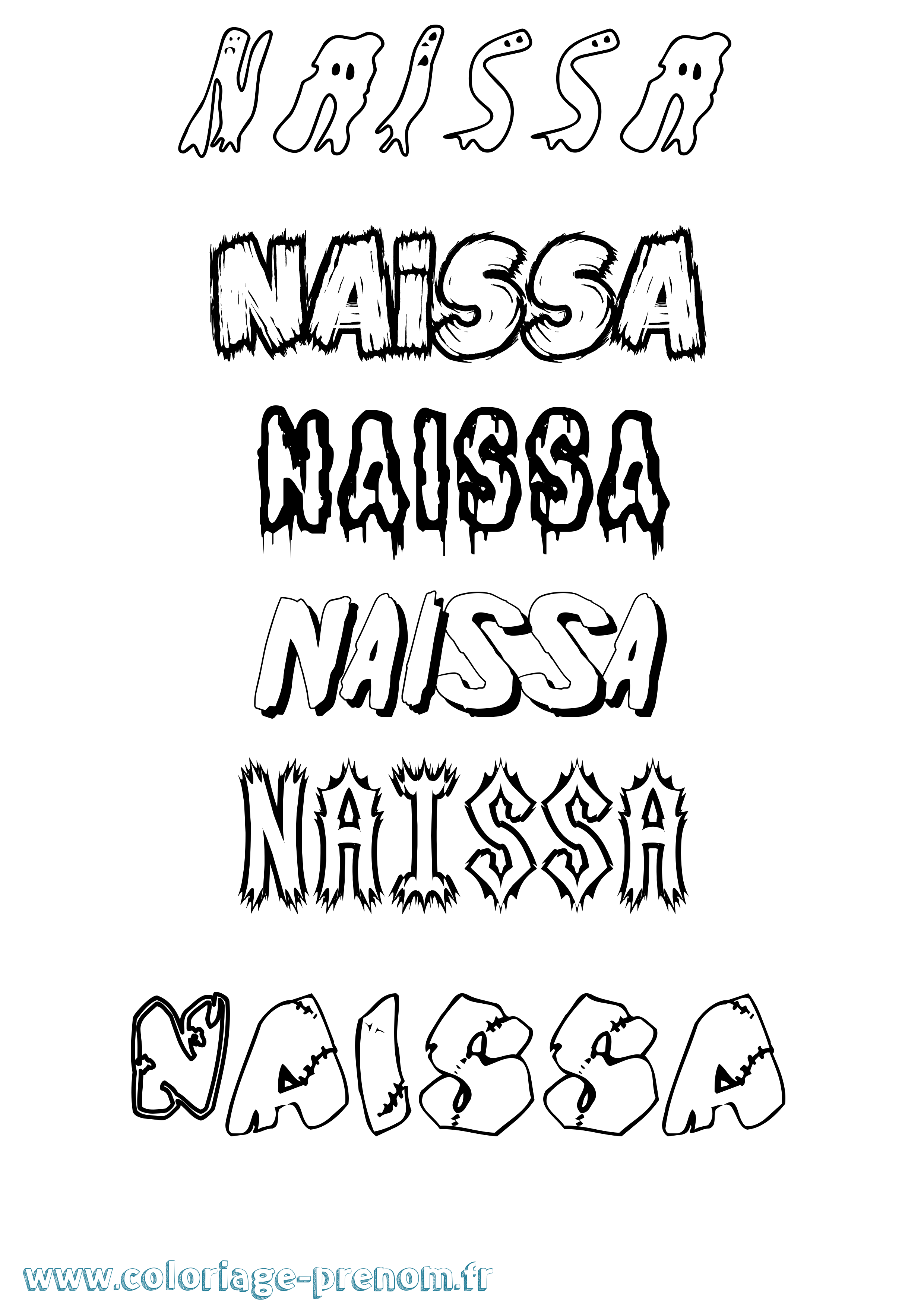 Coloriage Naissa Frisson Coloriage prénom Naissa Frisson