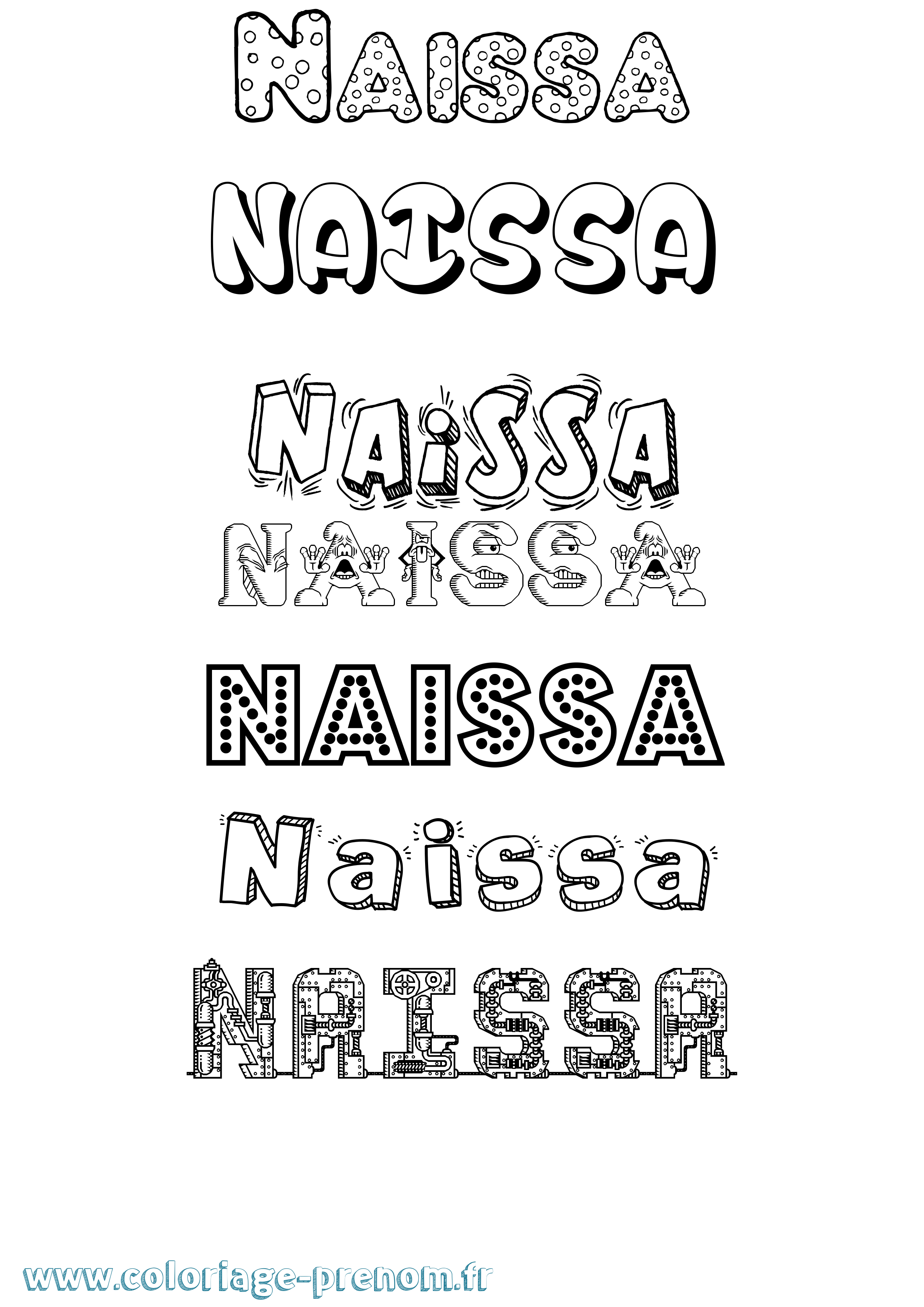 Coloriage Naissa Fun Coloriage prénom Naissa Fun