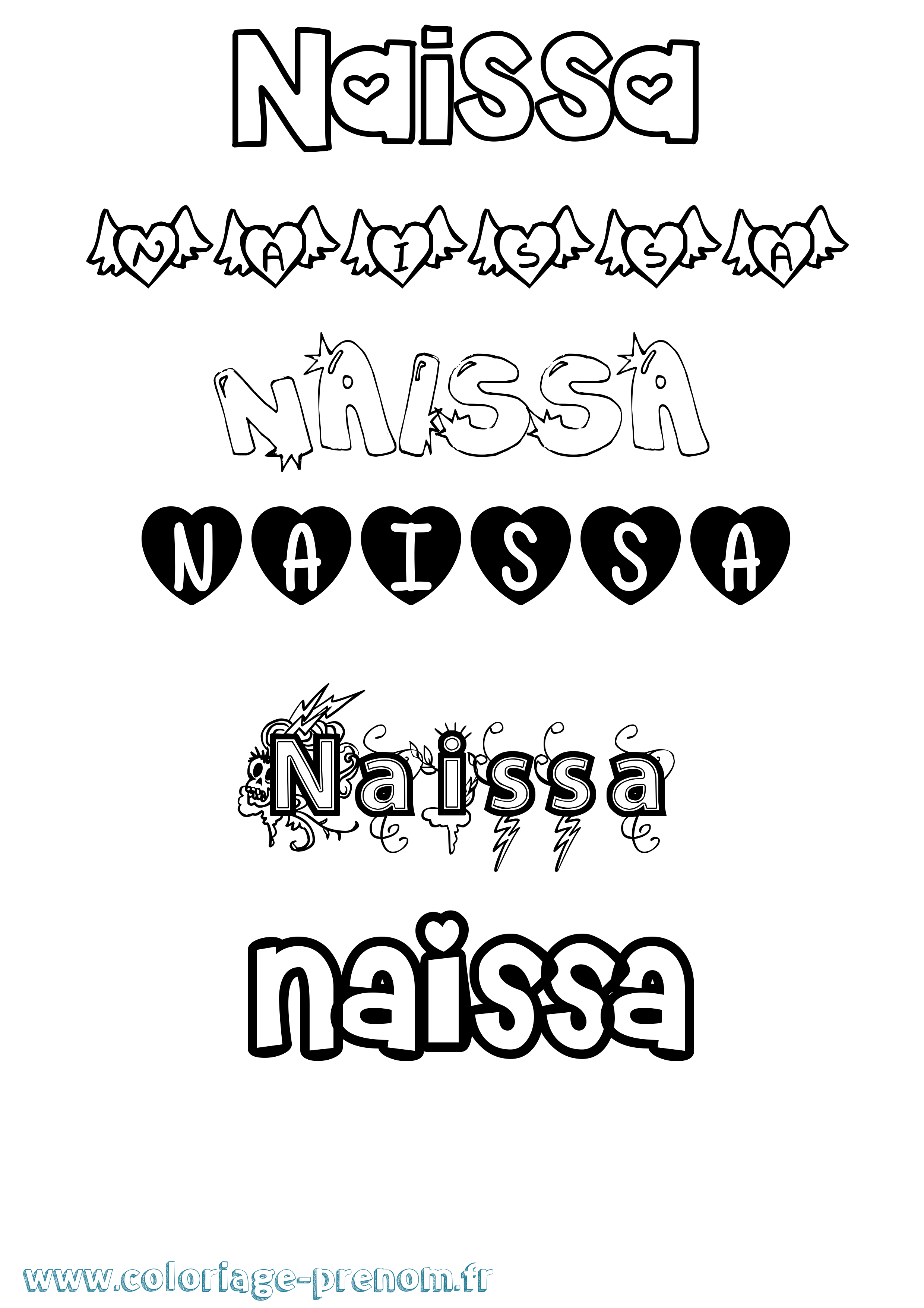 Coloriage Naissa Girly Coloriage prénom Naissa Girly