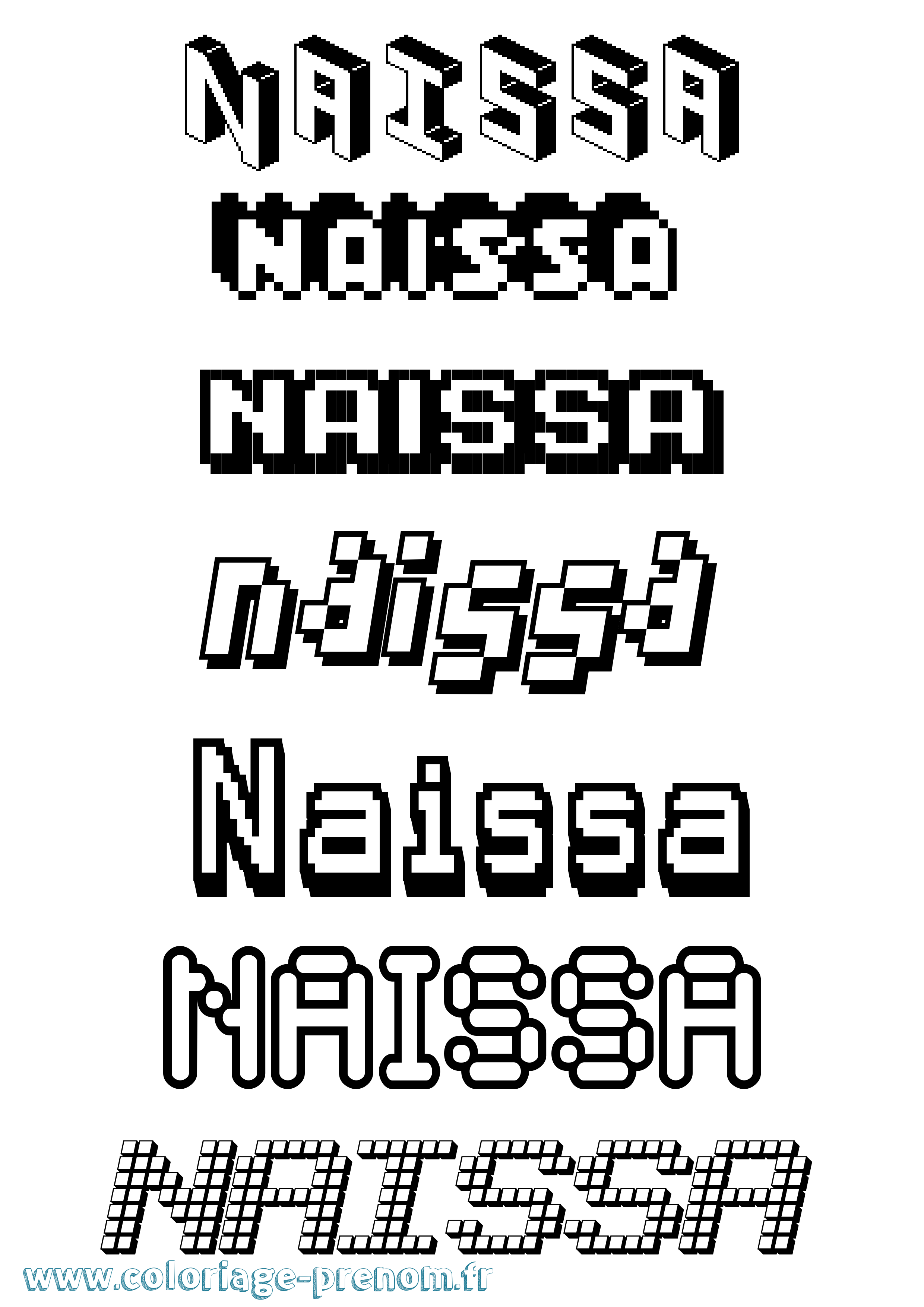Coloriage Naissa Pixel Coloriage prénom Naissa Pixel