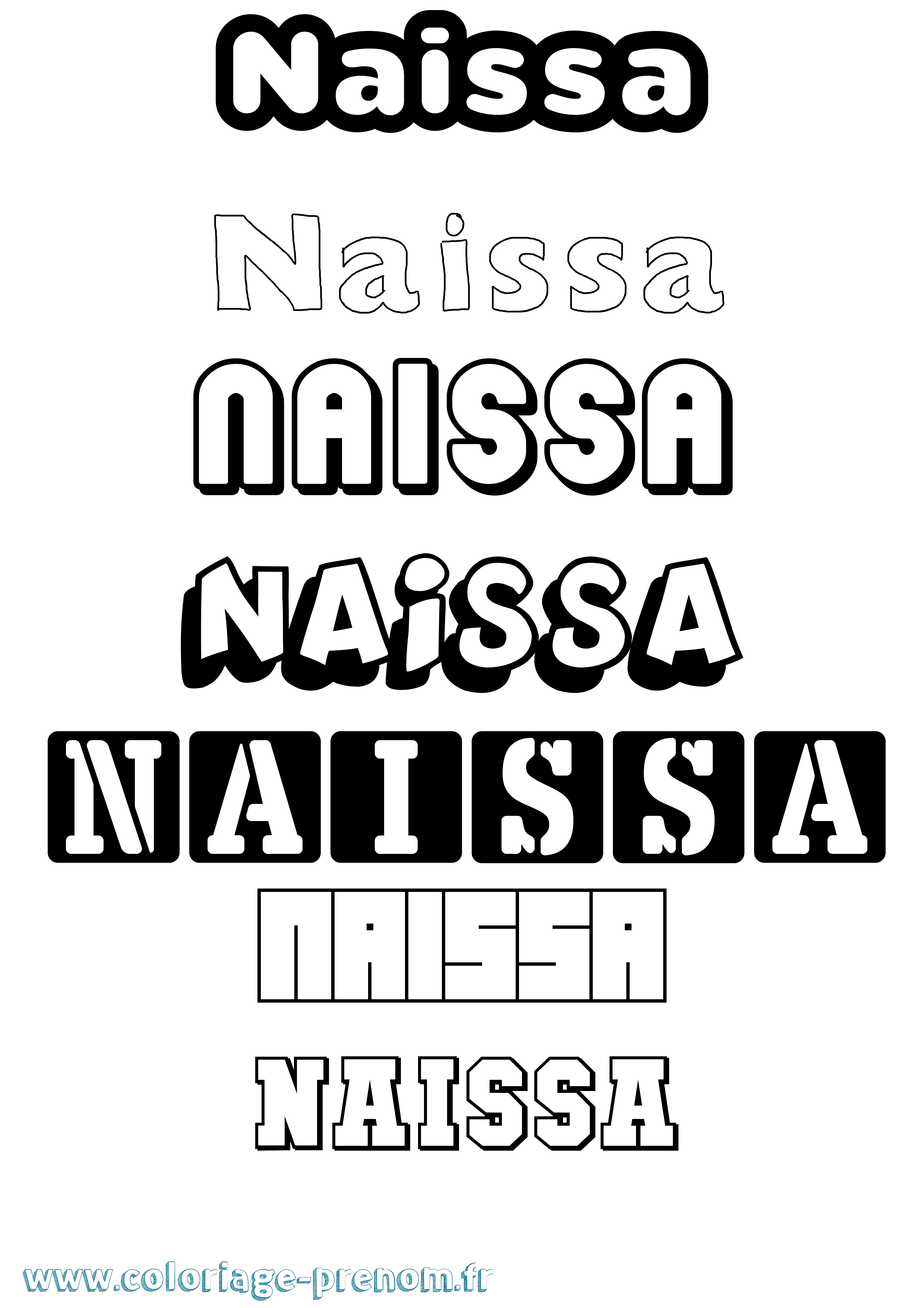 Coloriage Naissa Simple Coloriage prénom Naissa Simple
