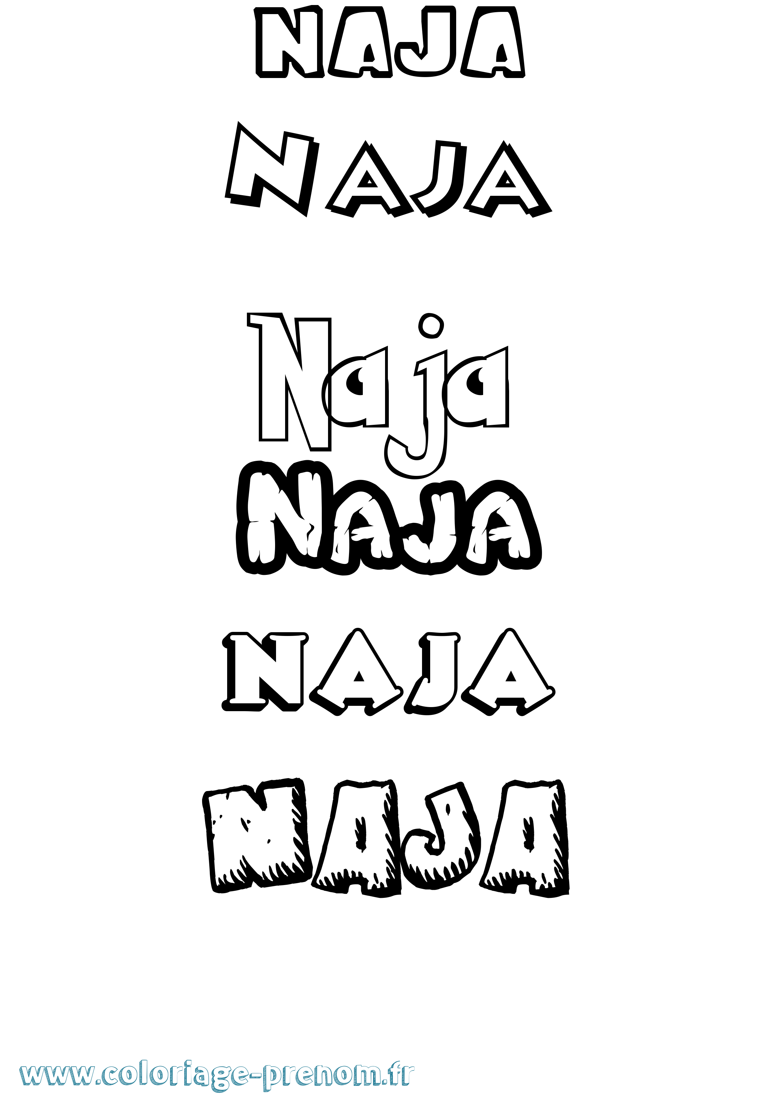 Coloriage Naja Dessin Animé Coloriage prénom Naja Dessin Animé
