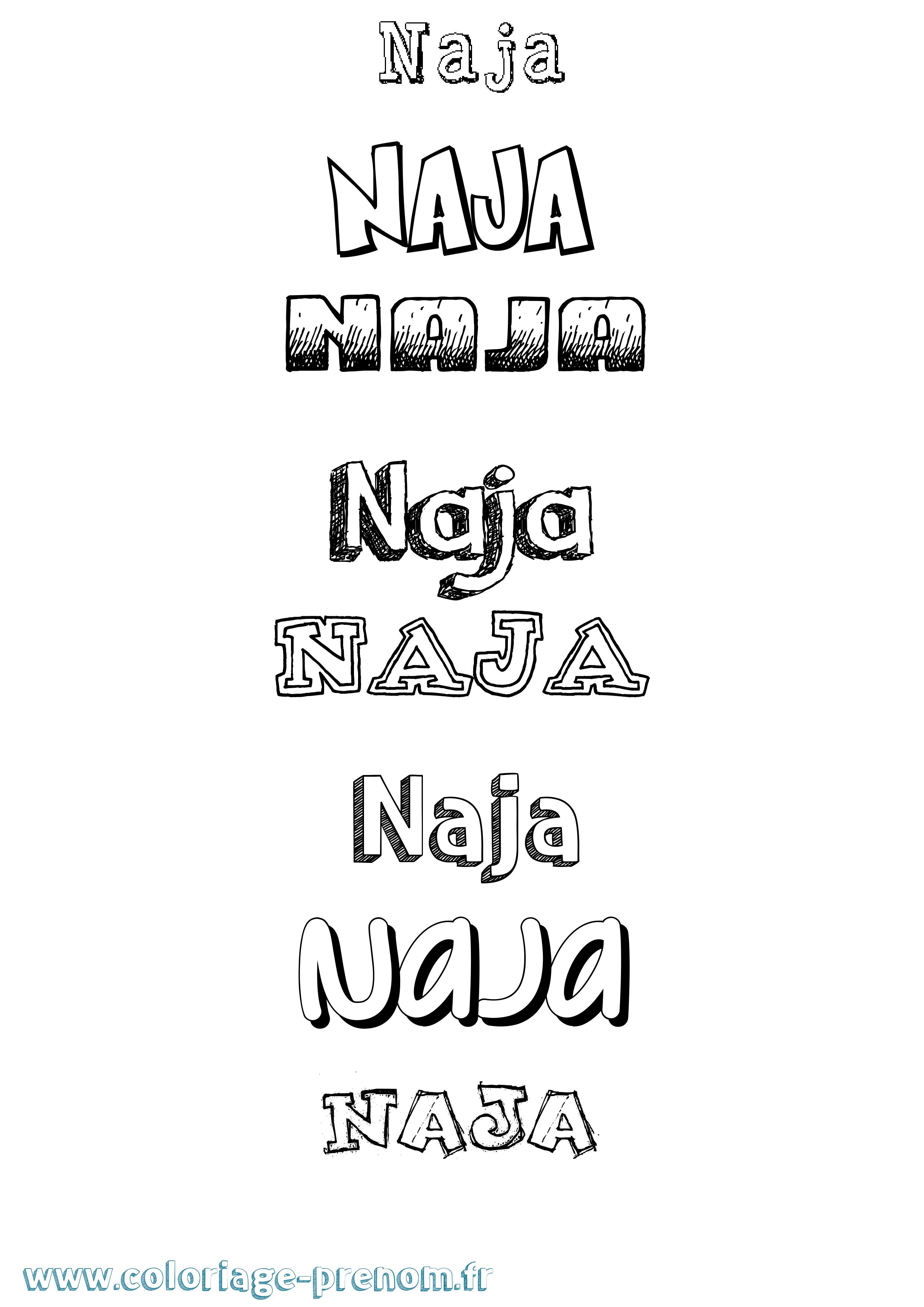 Coloriage Naja Dessiné Coloriage prénom Naja Dessiné