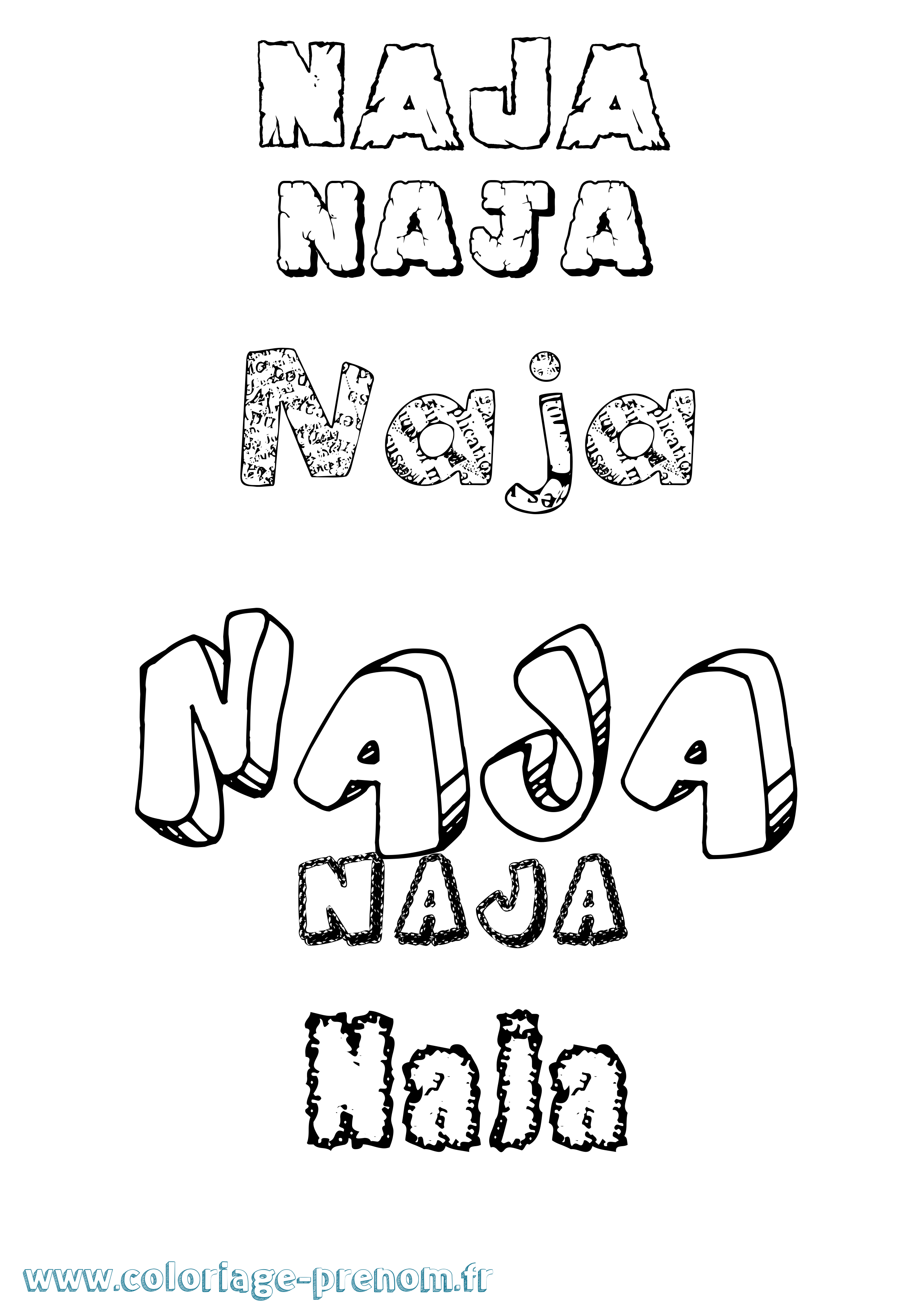 Coloriage Naja Destructuré Coloriage prénom Naja Destructuré