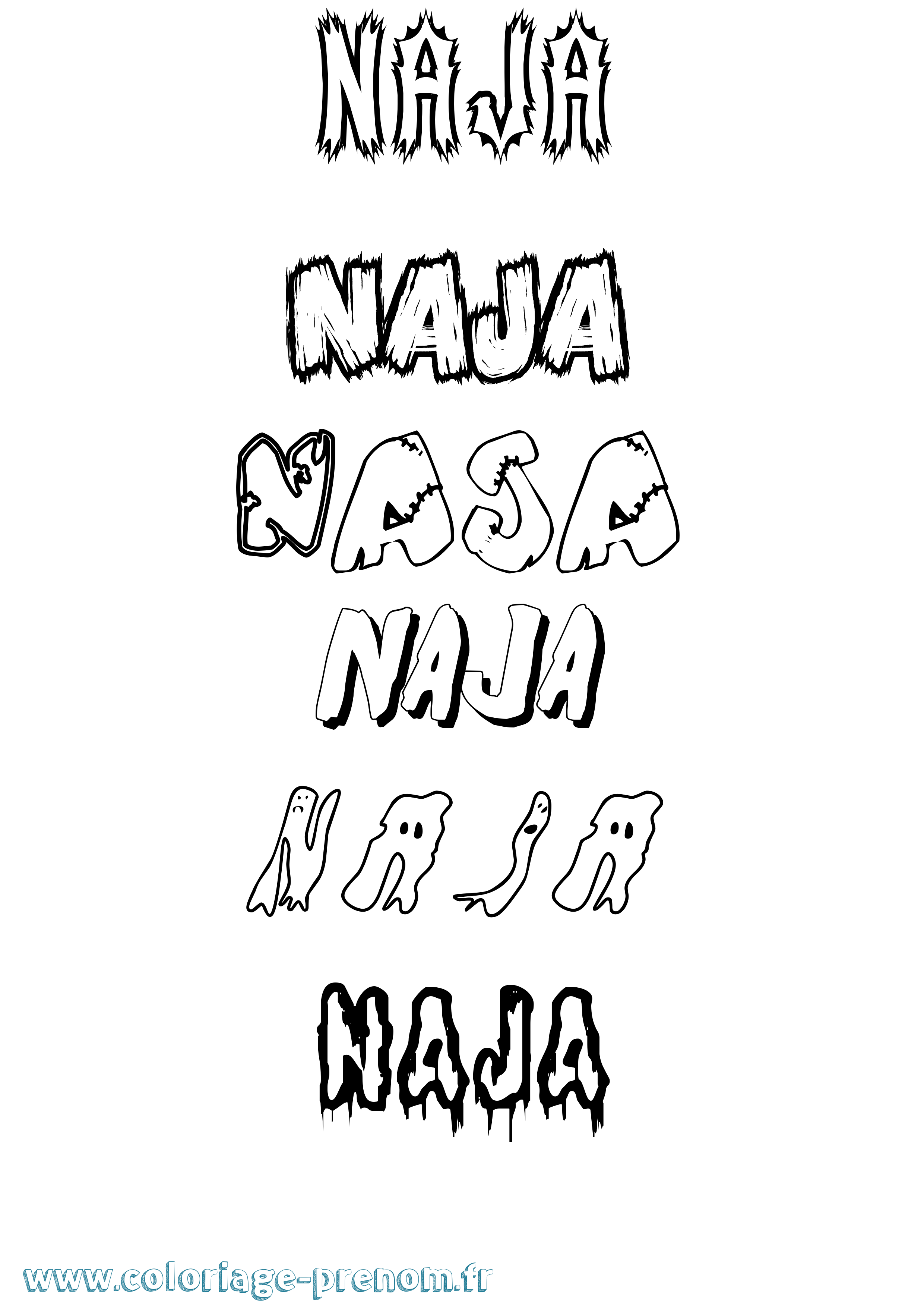 Coloriage Naja Frisson Coloriage prénom Naja Frisson