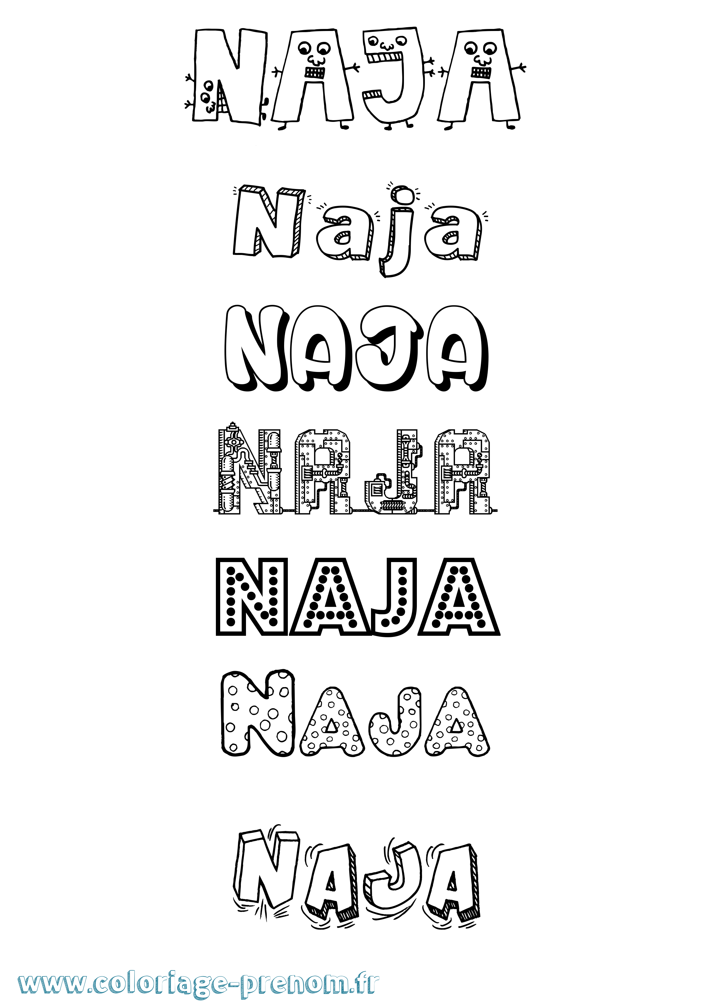 Coloriage Naja Fun Coloriage prénom Naja Fun