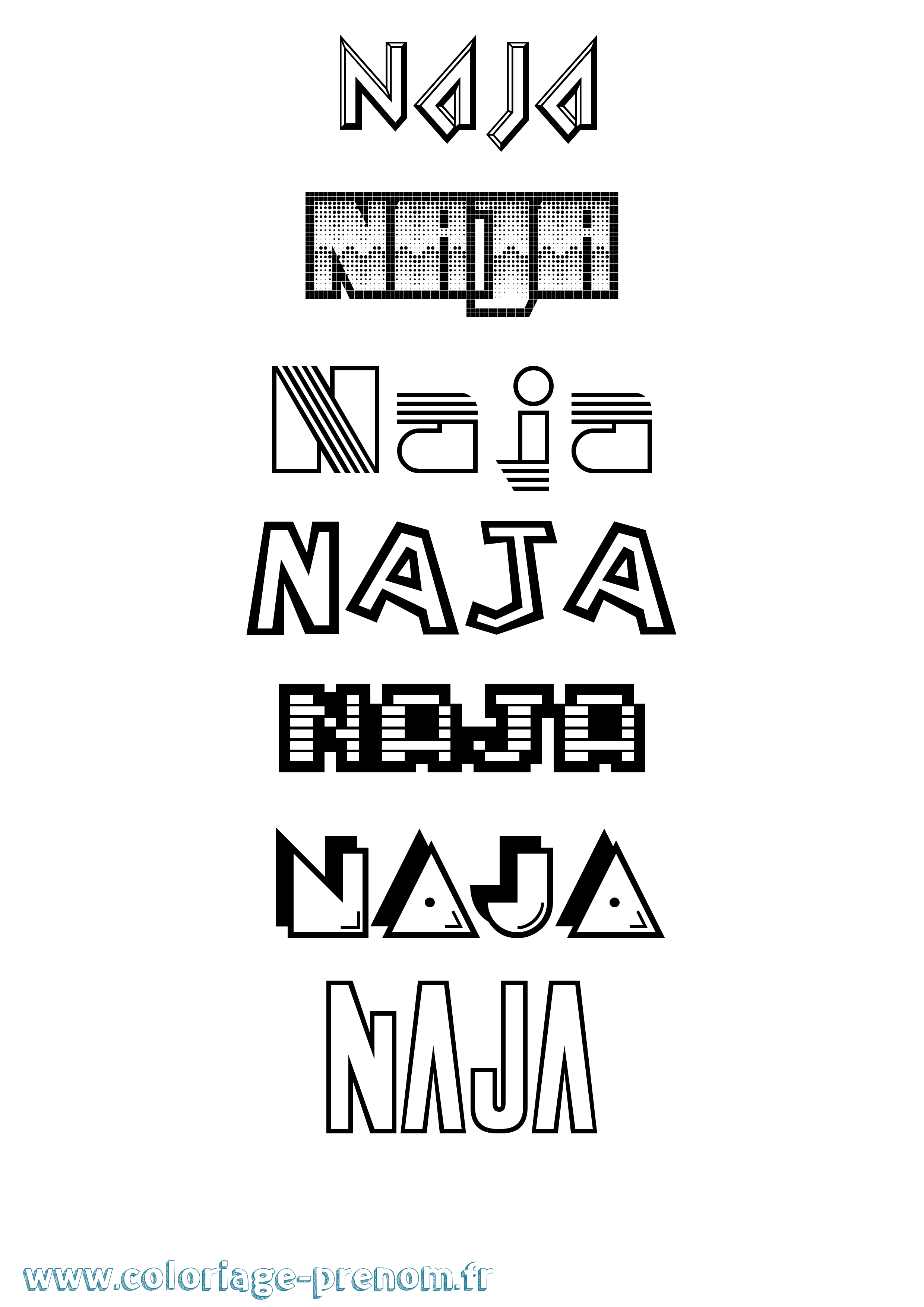 Coloriage Naja Jeux Vidéos Coloriage prénom Naja Jeux Vidéos