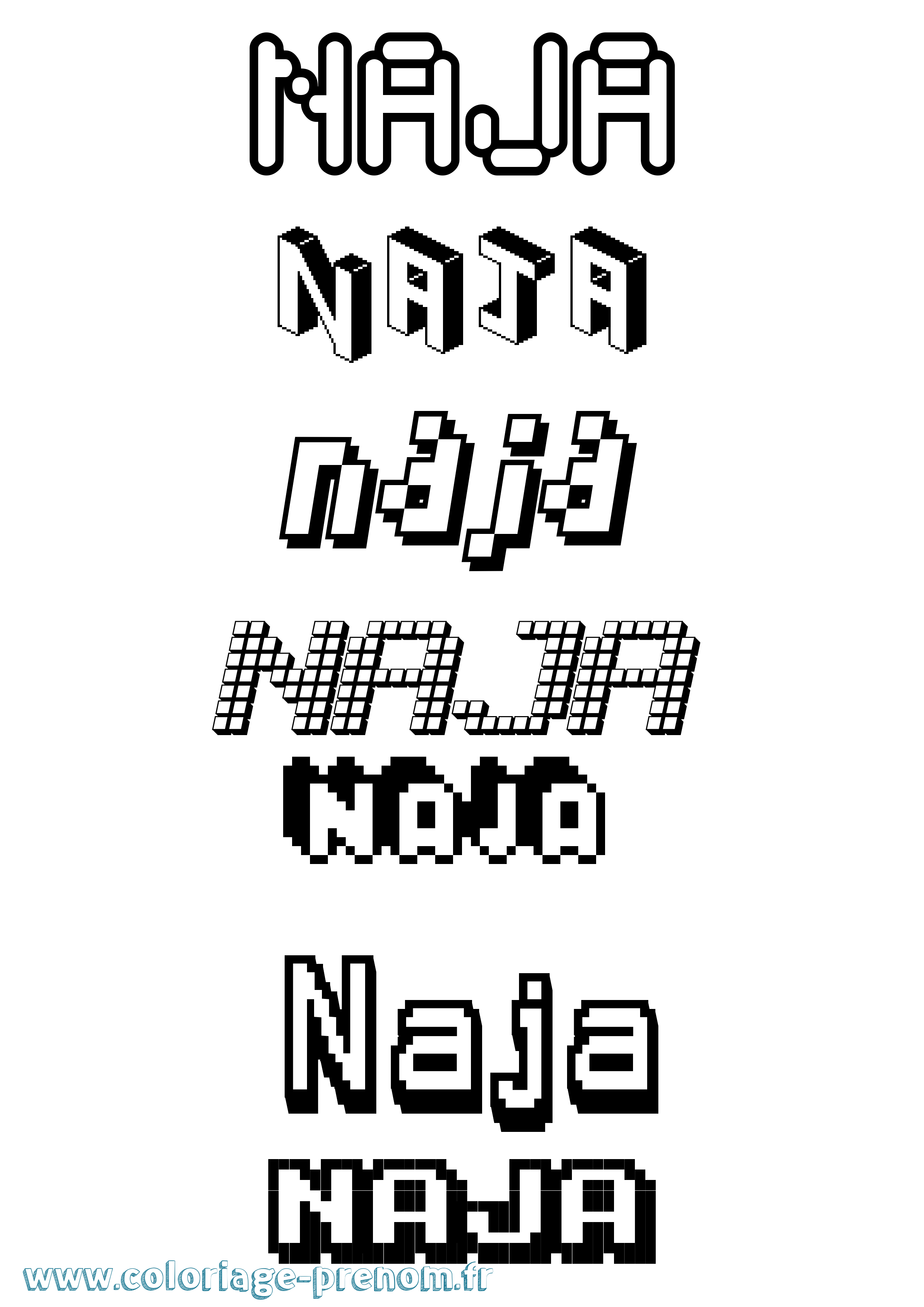 Coloriage Naja Pixel Coloriage prénom Naja Pixel