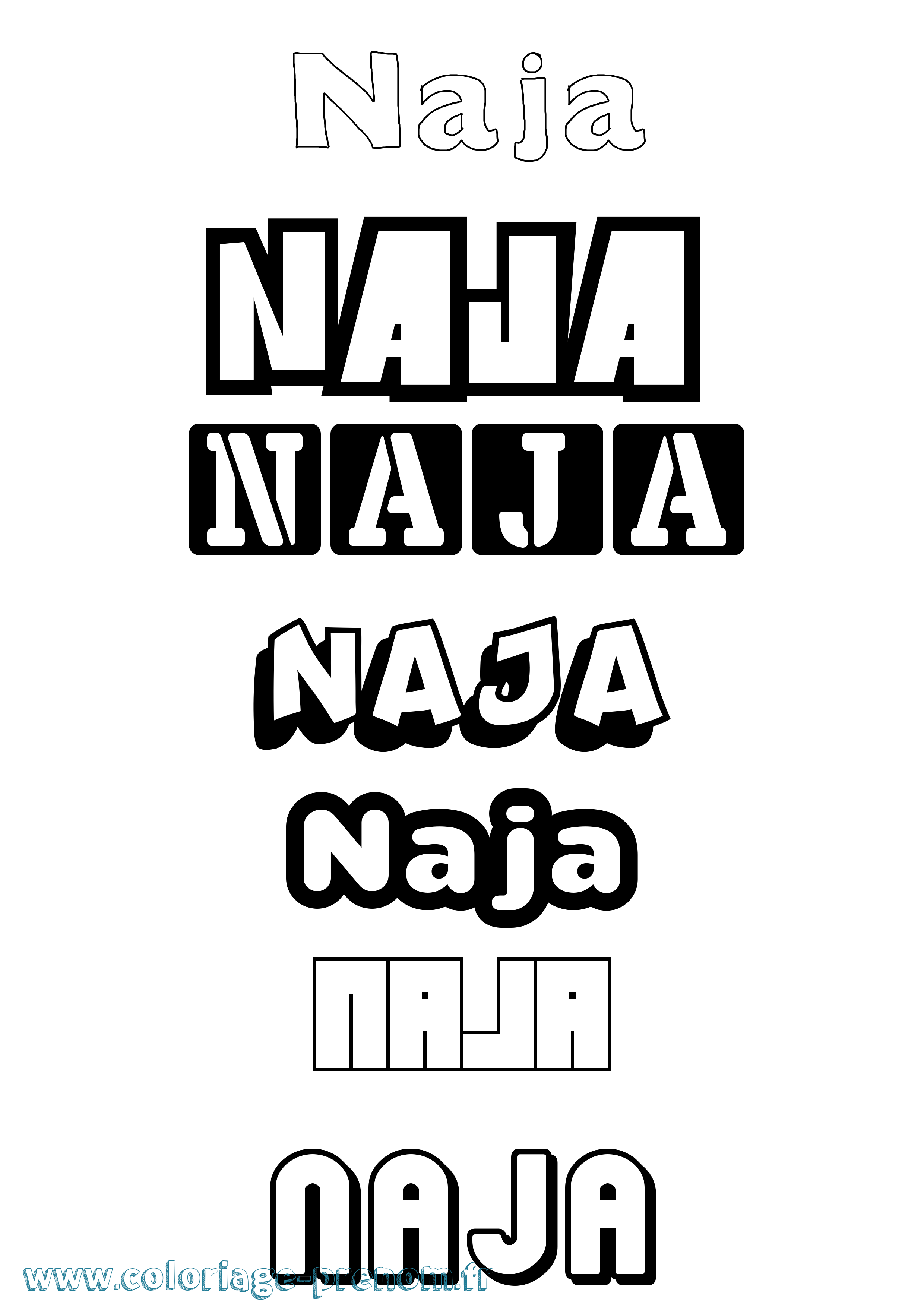 Coloriage Naja Simple Coloriage prénom Naja Simple
