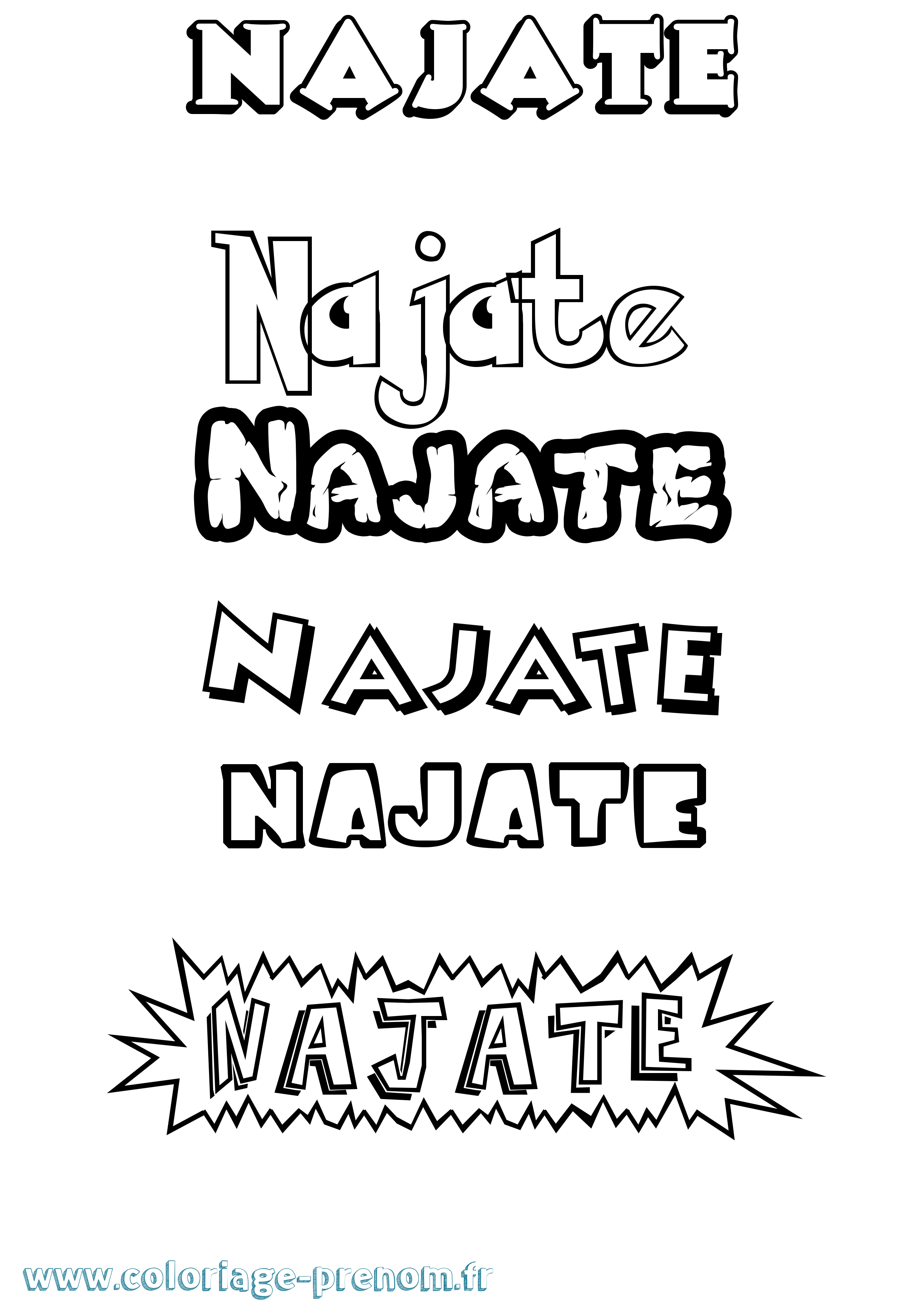 Coloriage Najate Dessin Animé Coloriage prénom Najate Dessin Animé