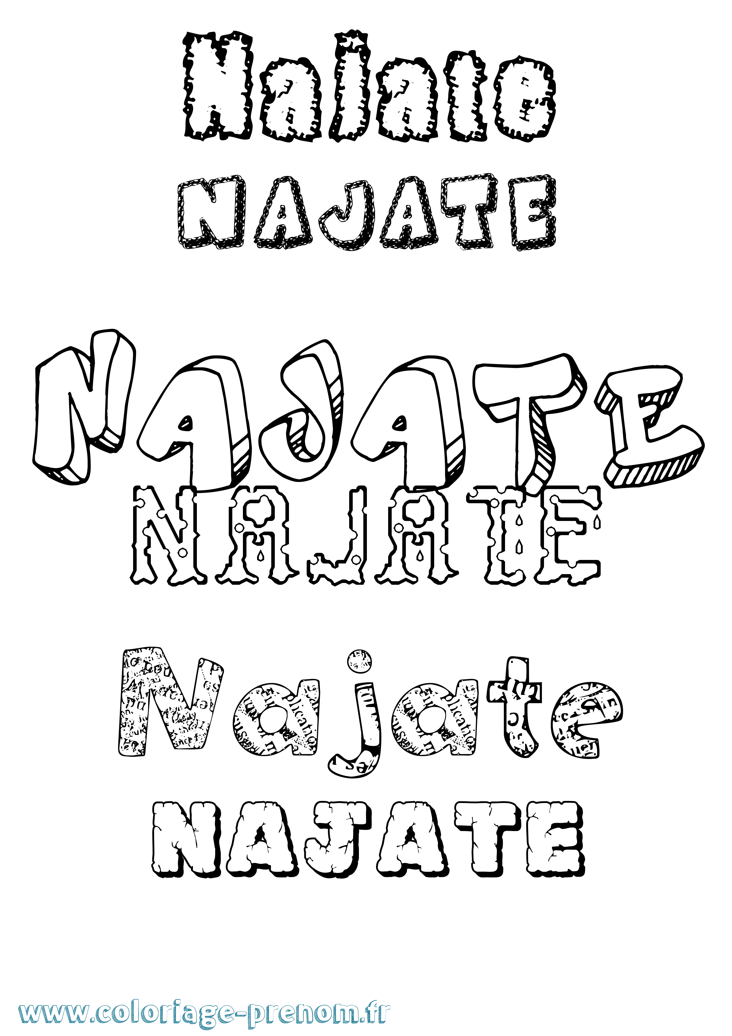 Coloriage Najate Destructuré Coloriage prénom Najate Destructuré