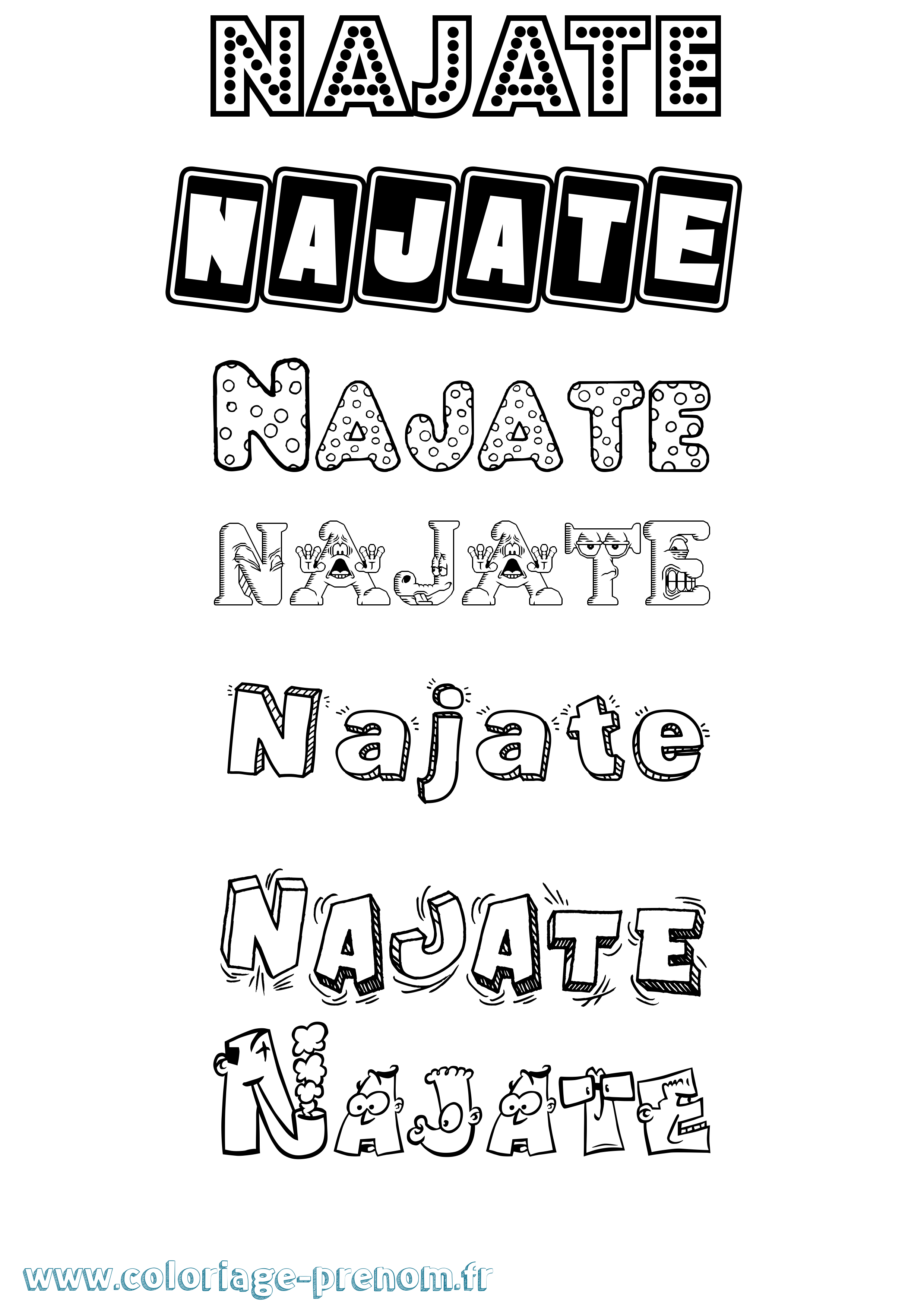 Coloriage Najate Fun Coloriage prénom Najate Fun