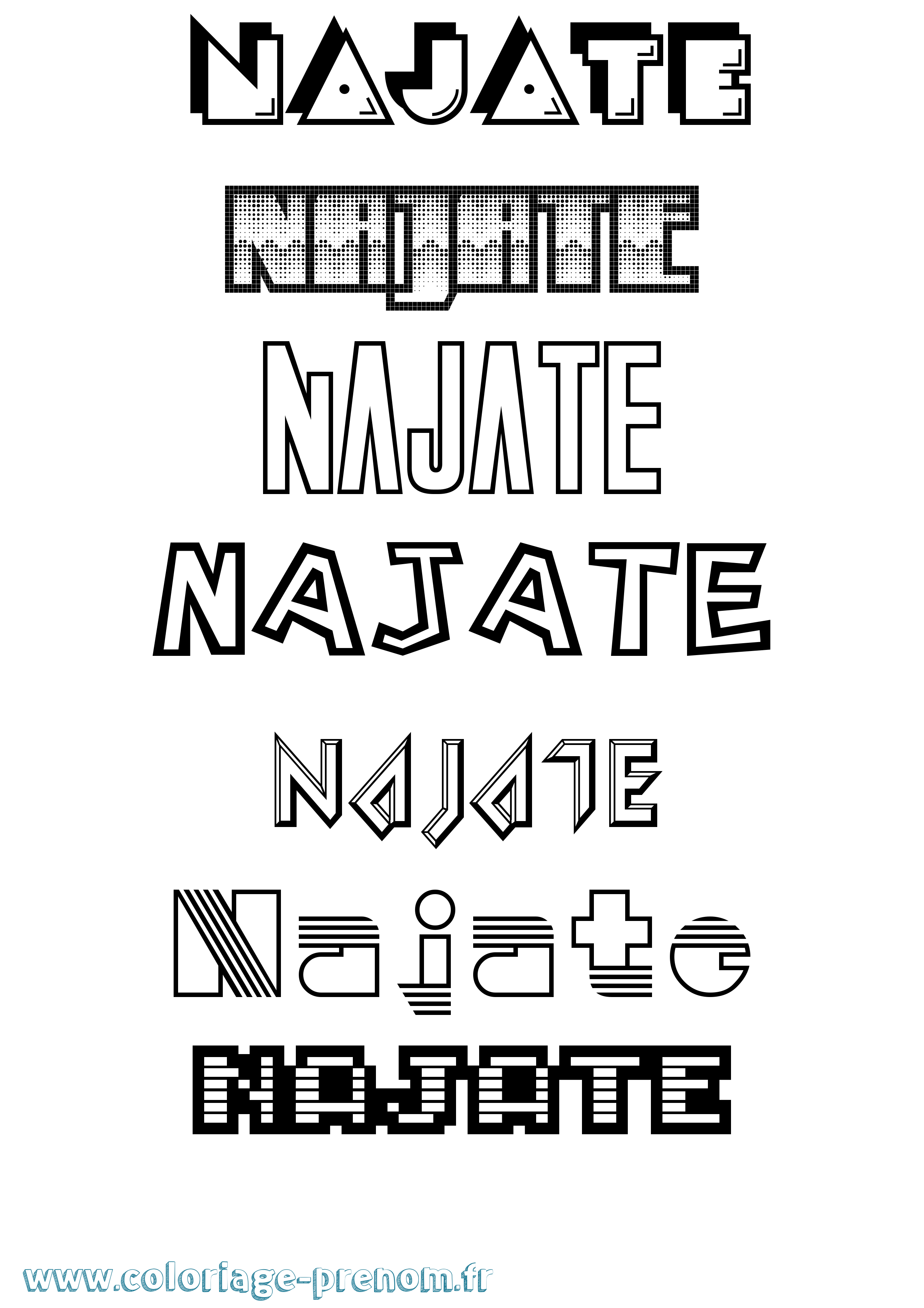 Coloriage Najate Jeux Vidéos Coloriage prénom Najate Jeux Vidéos