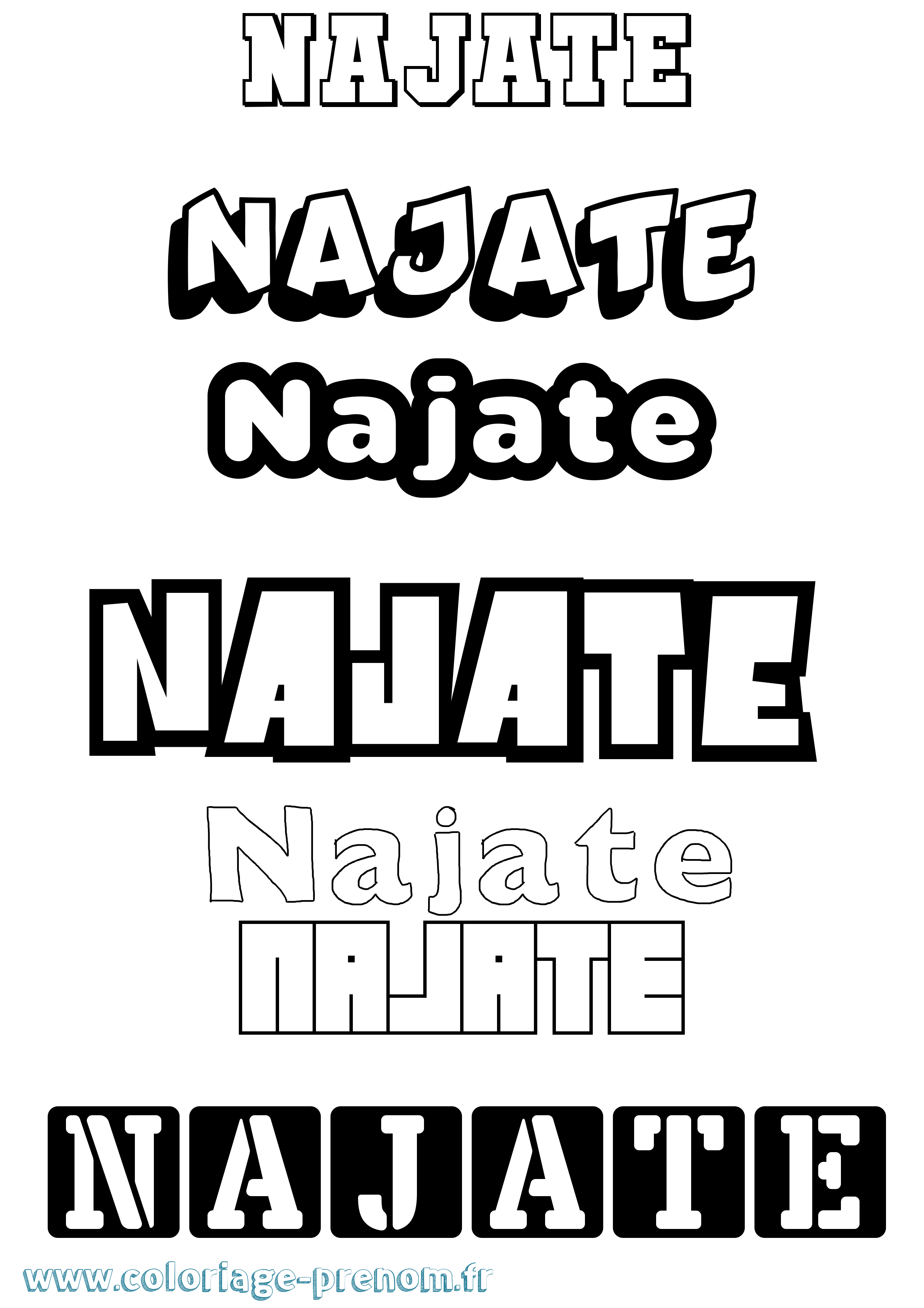 Coloriage Najate Simple Coloriage prénom Najate Simple